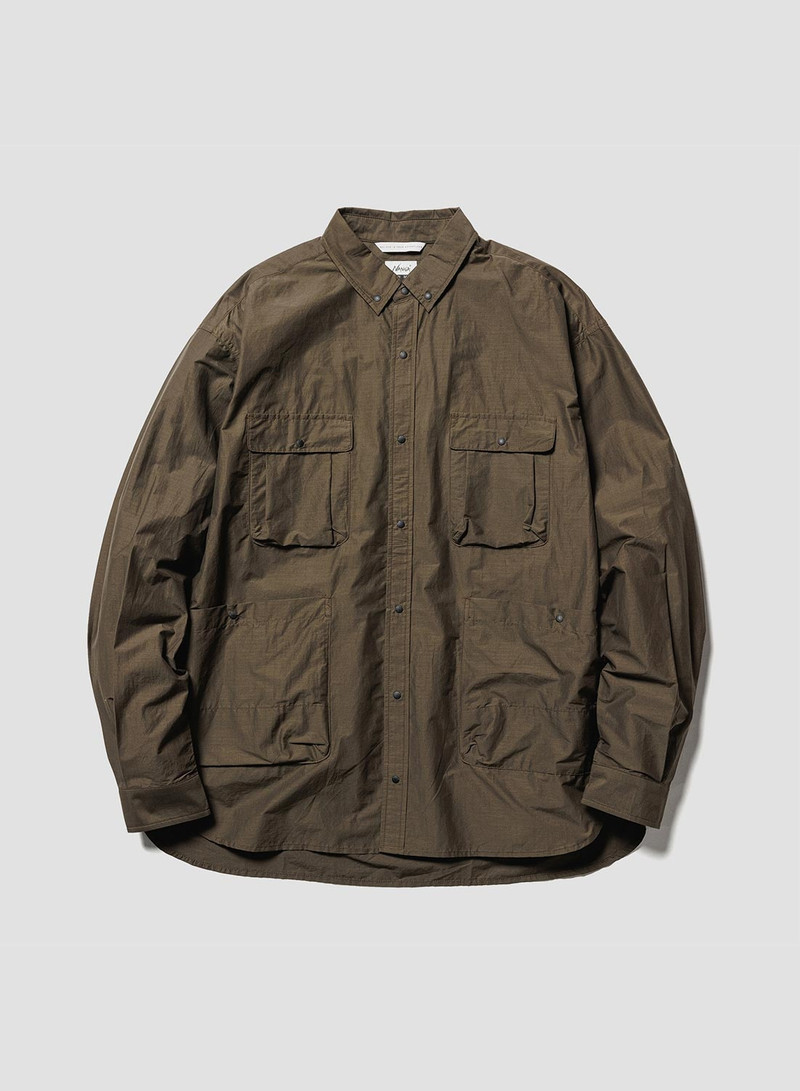 Nanga C/N Ripstop Camp Shirt in Dark Brown 1