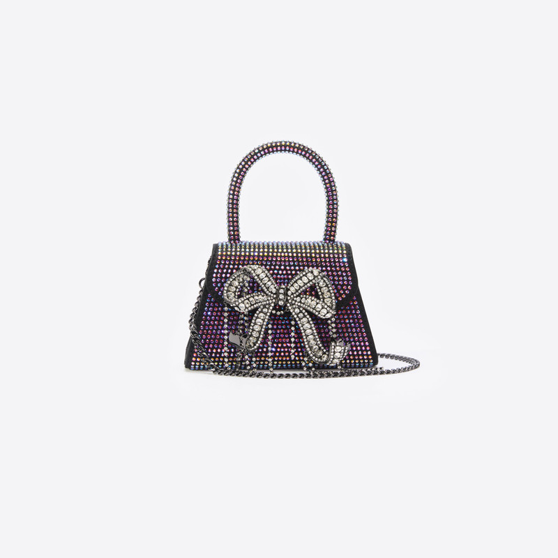 Black Satin Rhinestone Micro Bow Bag 4