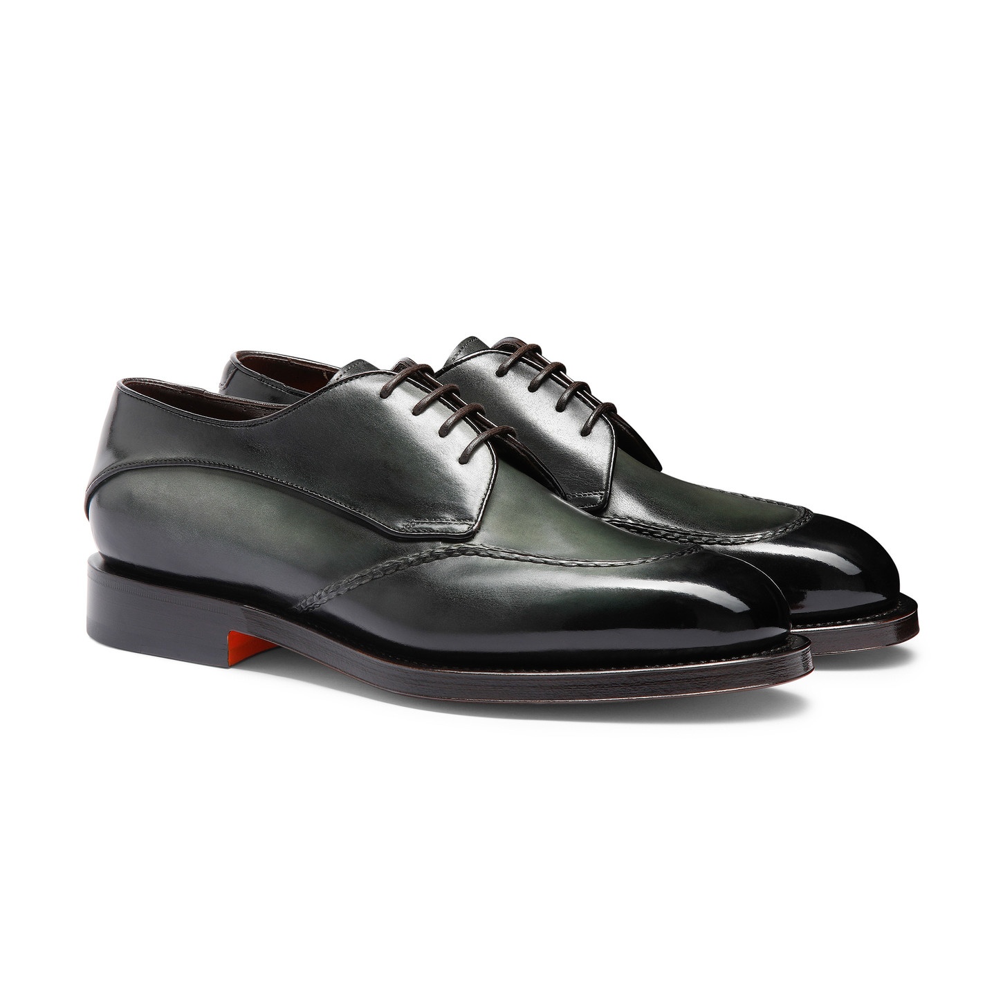 Men's green leather Derby shoe - 3