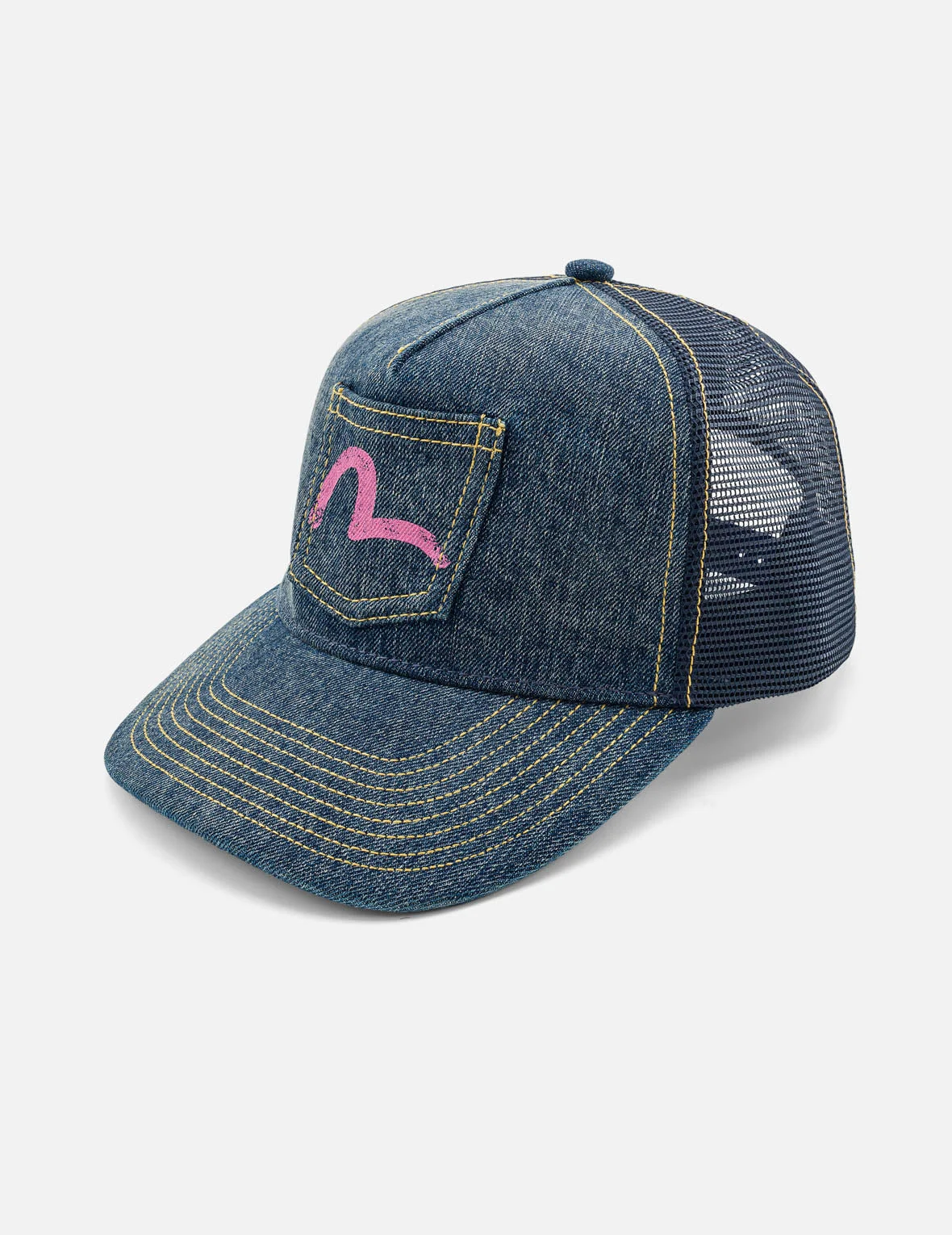 Seagull Pocket Denim Mesh Trucker Cap - 1
