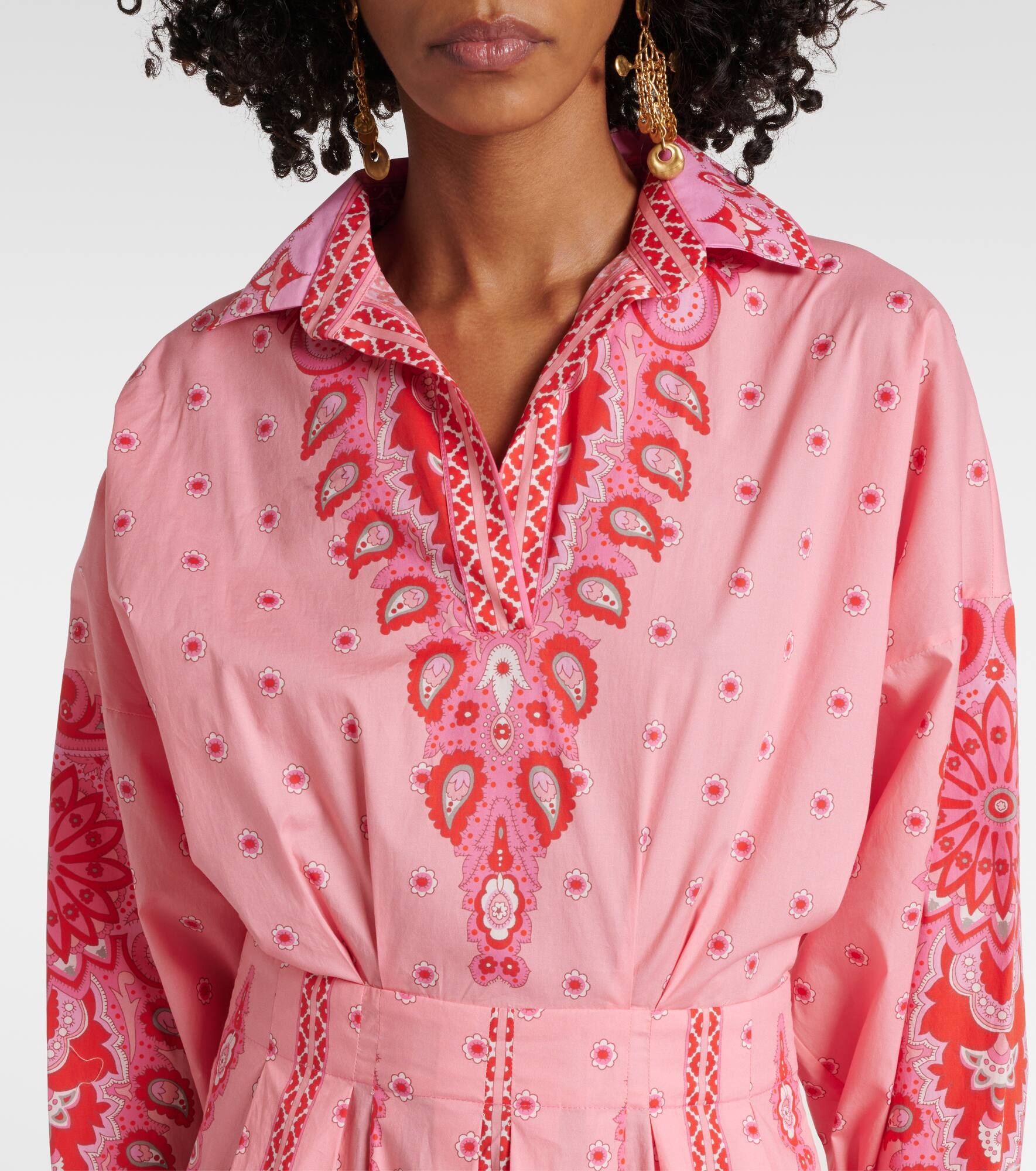 Printed cotton-blend midi dress - 4