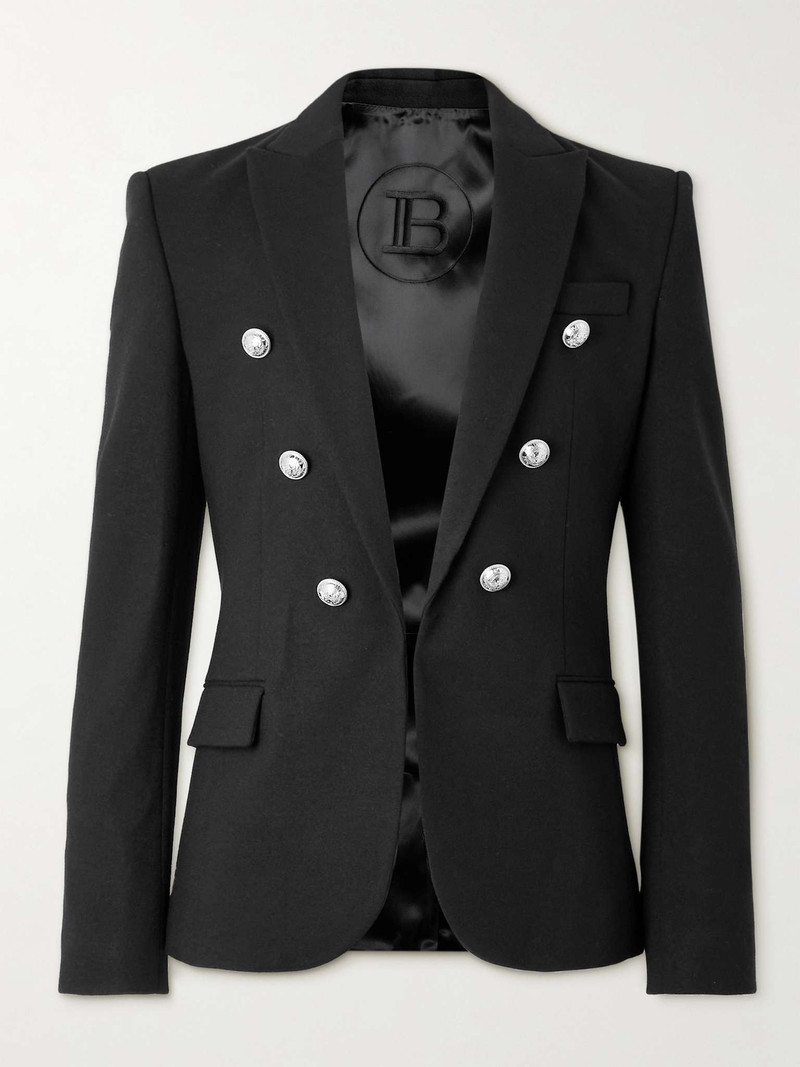 Double-Breasted Wool and Cashmere-Blend Blazer - 1