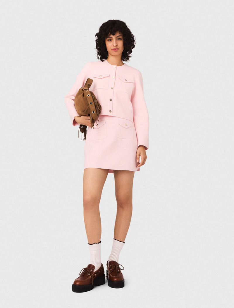 maje Short topstitched knit skirt outlook