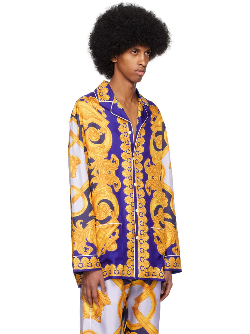 VERSACE Blue & Yellow Barocco 660 Pyjama Shirt outlook