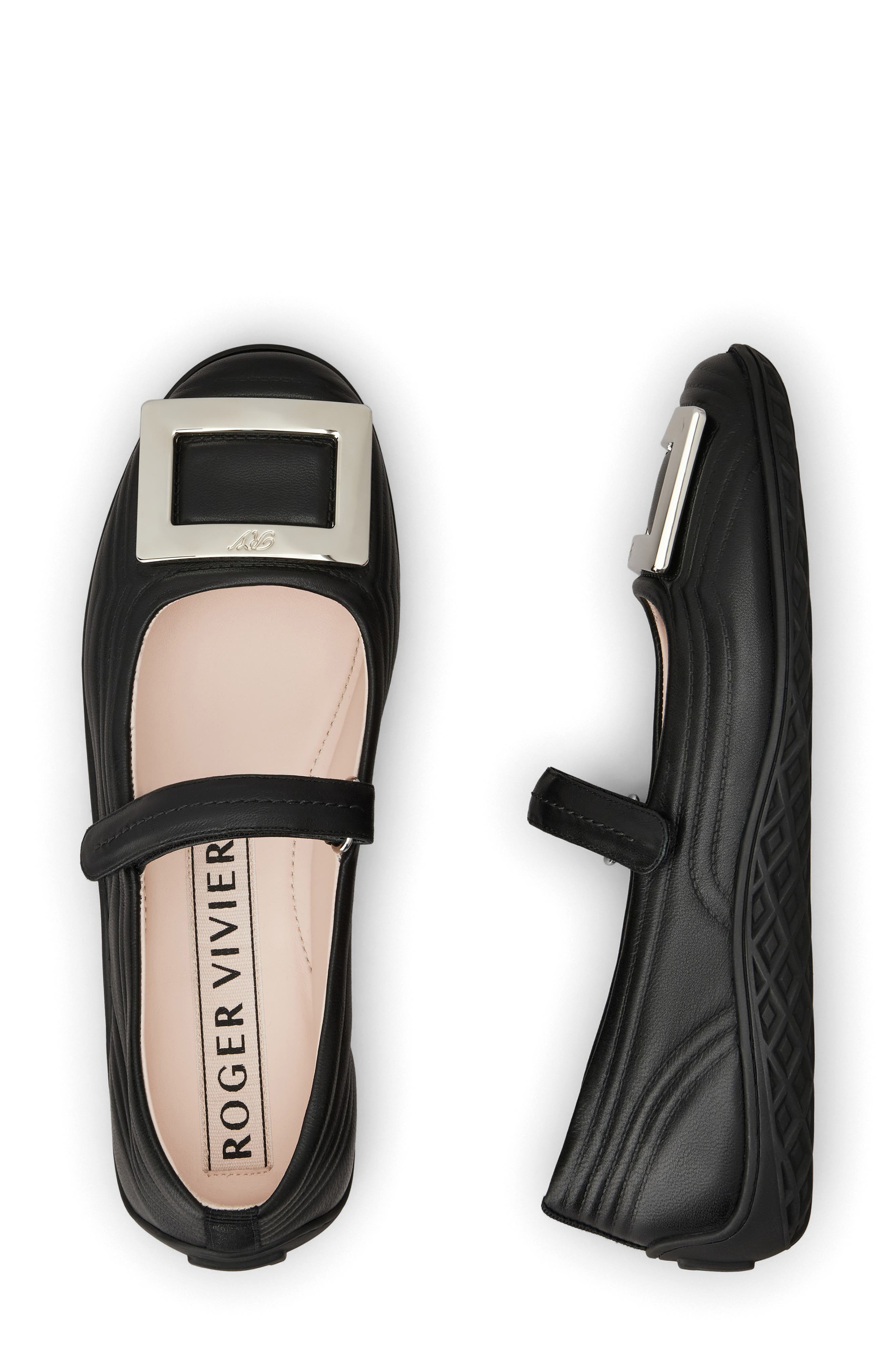 Roger Vivier Viv Low Quilted Mary Jane Ballet Flat in Nero at Nordstrom - 6