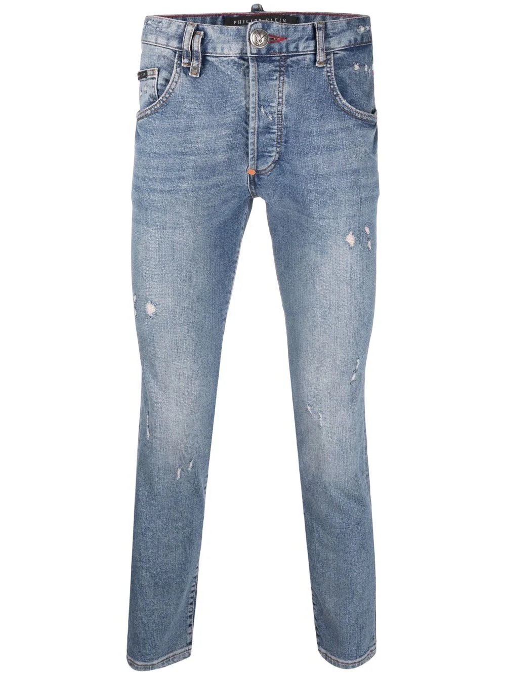 distressed skinny-cut jeans - 1