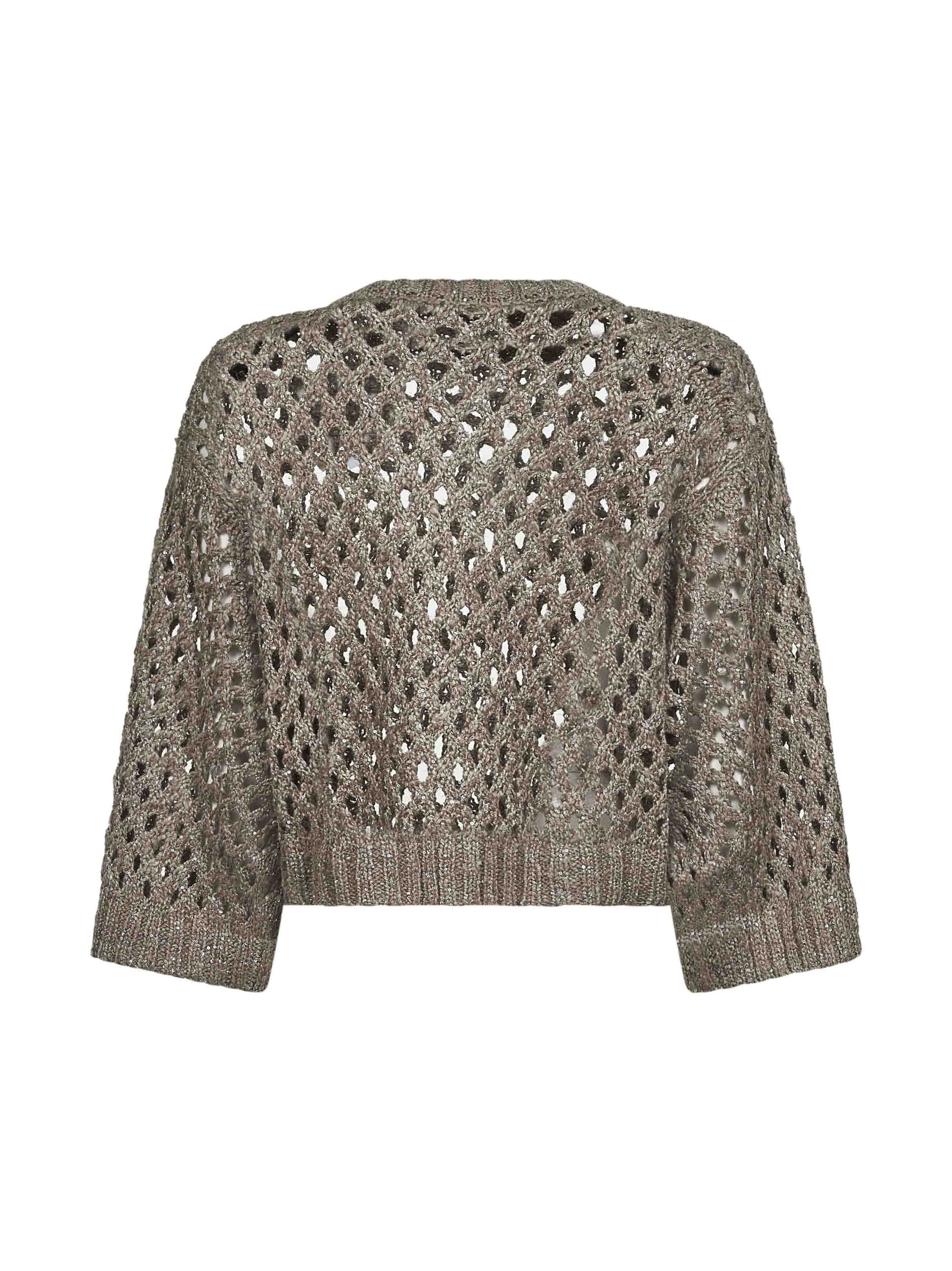 Gold silk and linen Dazzling Net sweater - 2