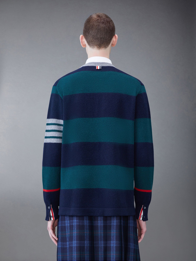 Thom Browne Rugby Stripe Merino 4-Bar Crew Neck Pullover outlook