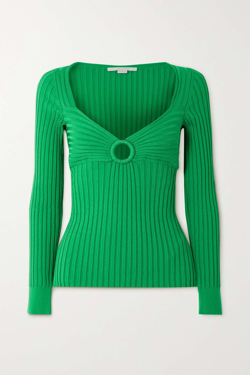 Cutout ribbed-knit sweater 1