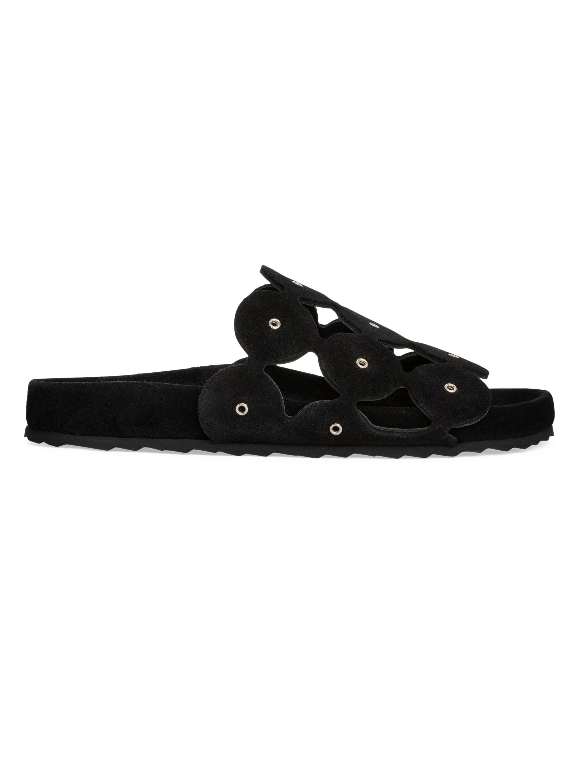 Women's Bulles 35MM Rivet Suede Platform Sandals - Suede Calf Black - 1