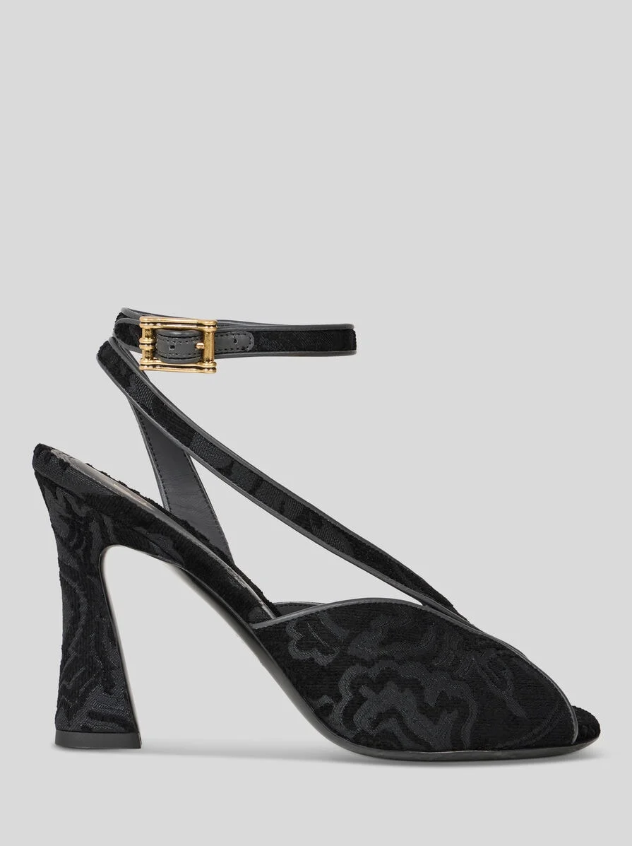 HIGH-HEELED JACQUARD SANDALS WITH PAISLEY MOTIF - 1