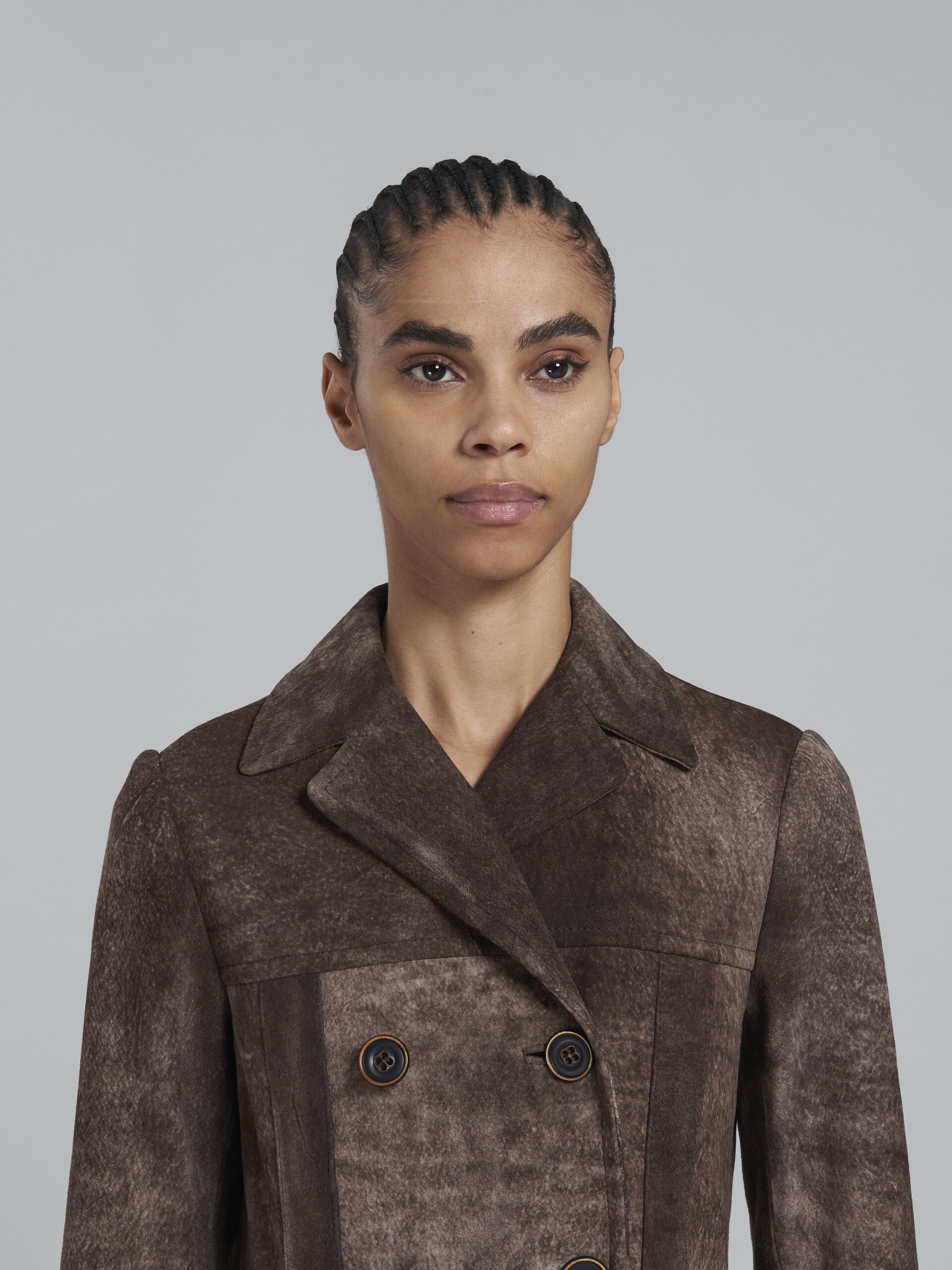 DARK BROWN LEATHER COAT - 4