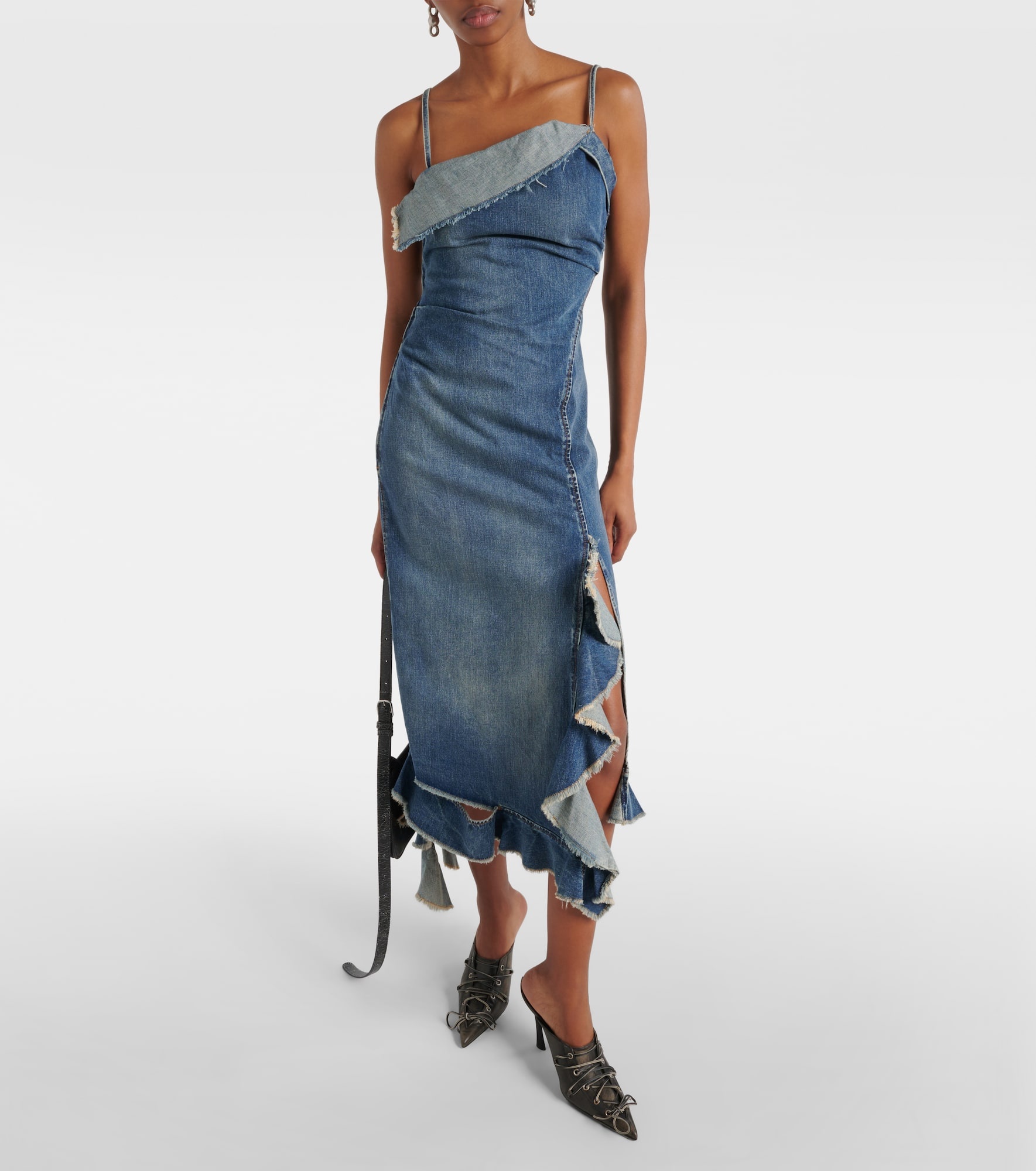 Delouise ruffled denim midi dress - 2