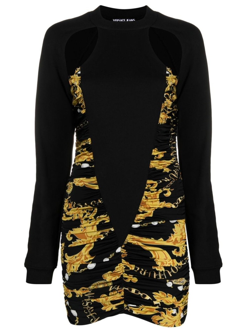 로고 인쇄 컷 아웃 ruched minidress 1