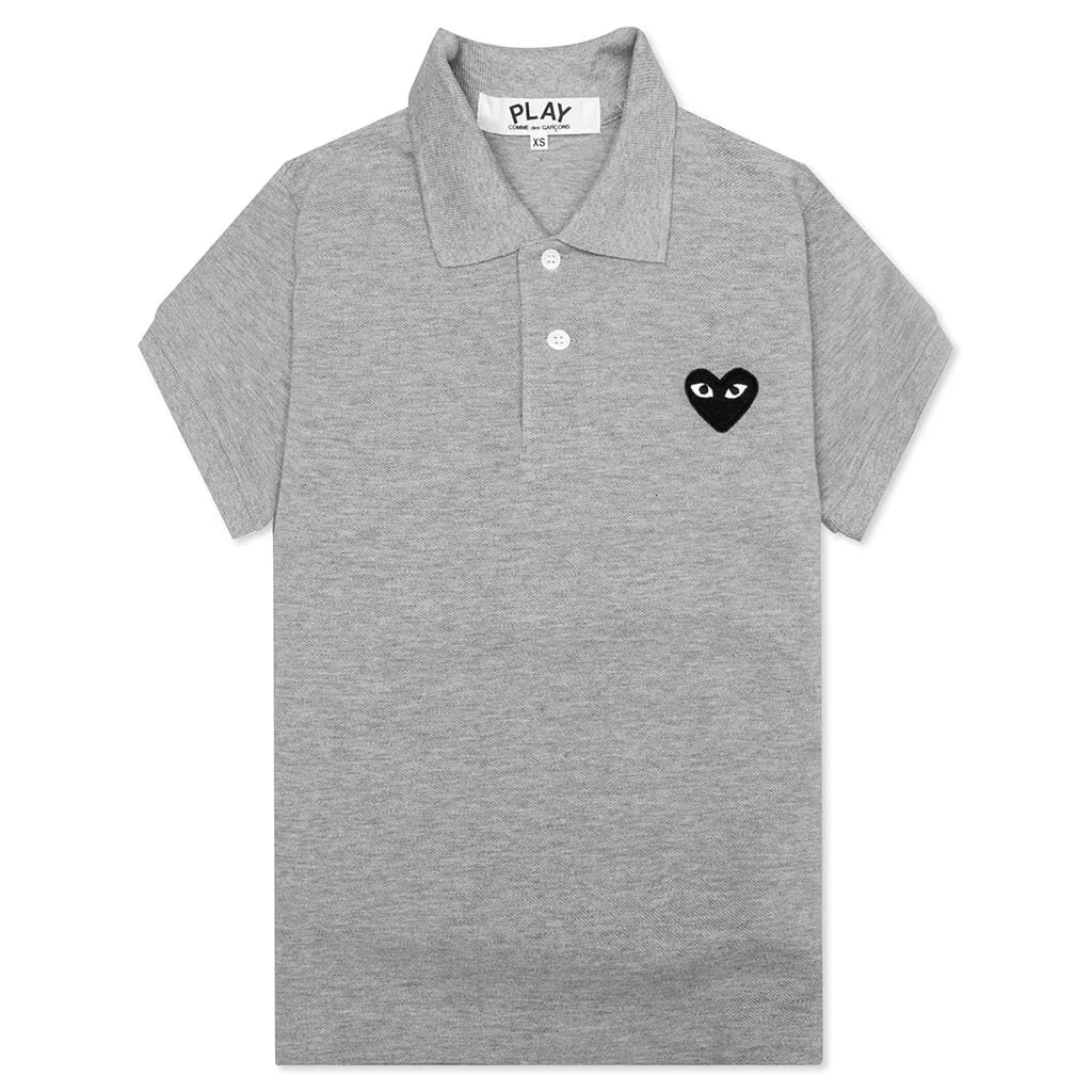 WOMEN'S BLACK EMBLEM POLO - GREY - 1