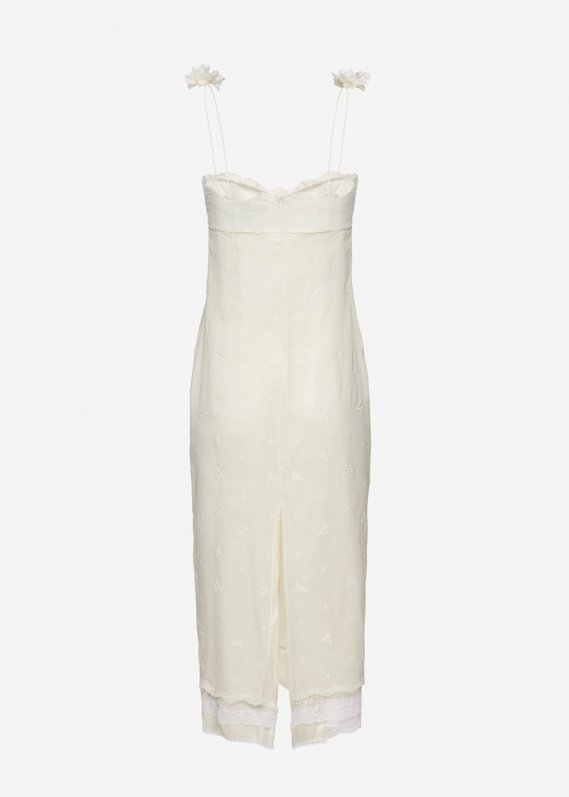 Jacquard silk-blend midi dress in cream 2