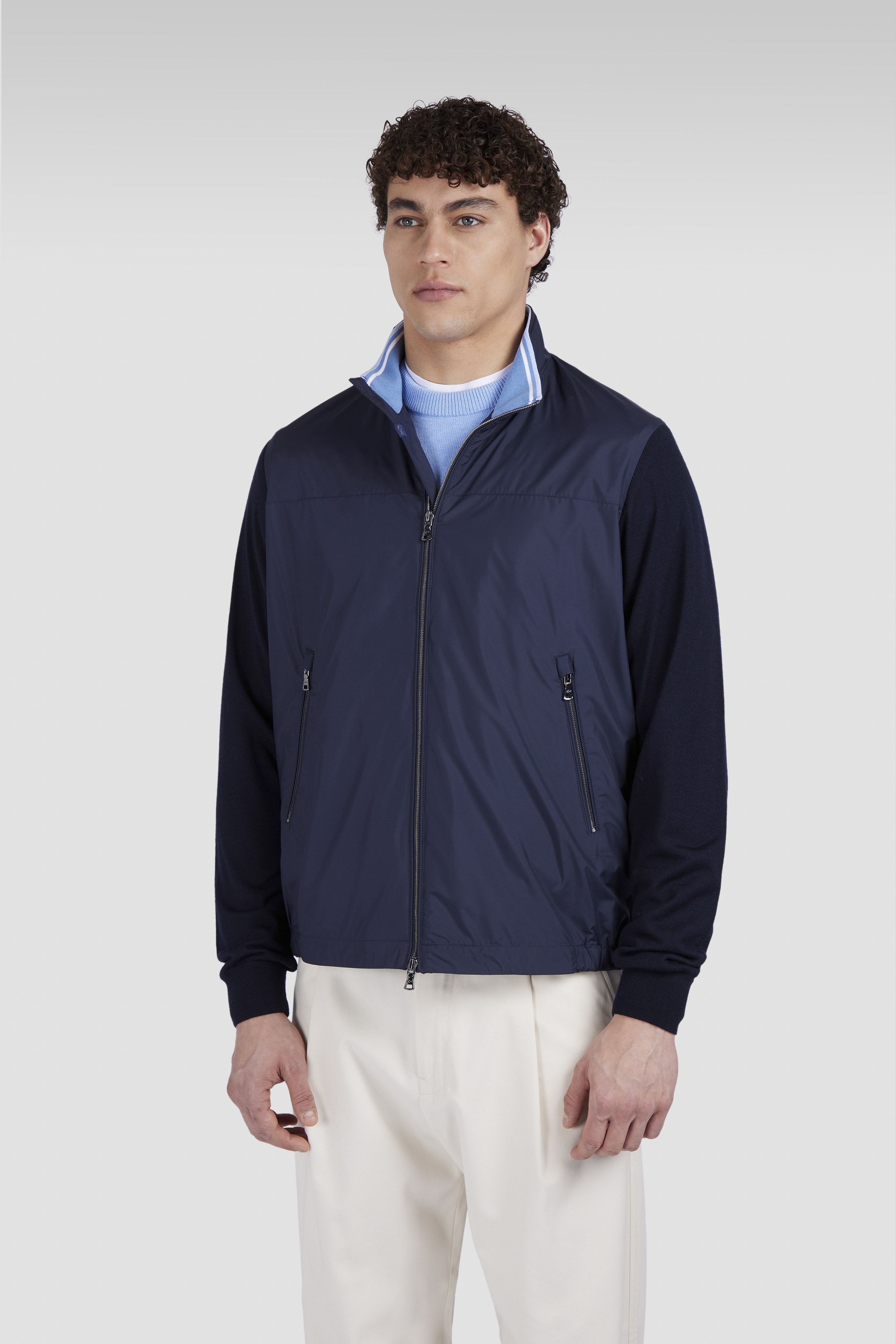 HYBRID ZIP-UP CARDIGAN IN ULTRALIGHT MICROFIBER AND WOOL - 8
