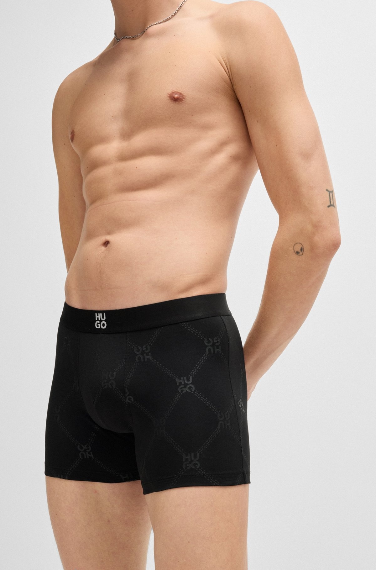 TWO-PACK OF STRETCH-COTTON BOXER BRIEFS WITH LOGOS - 4