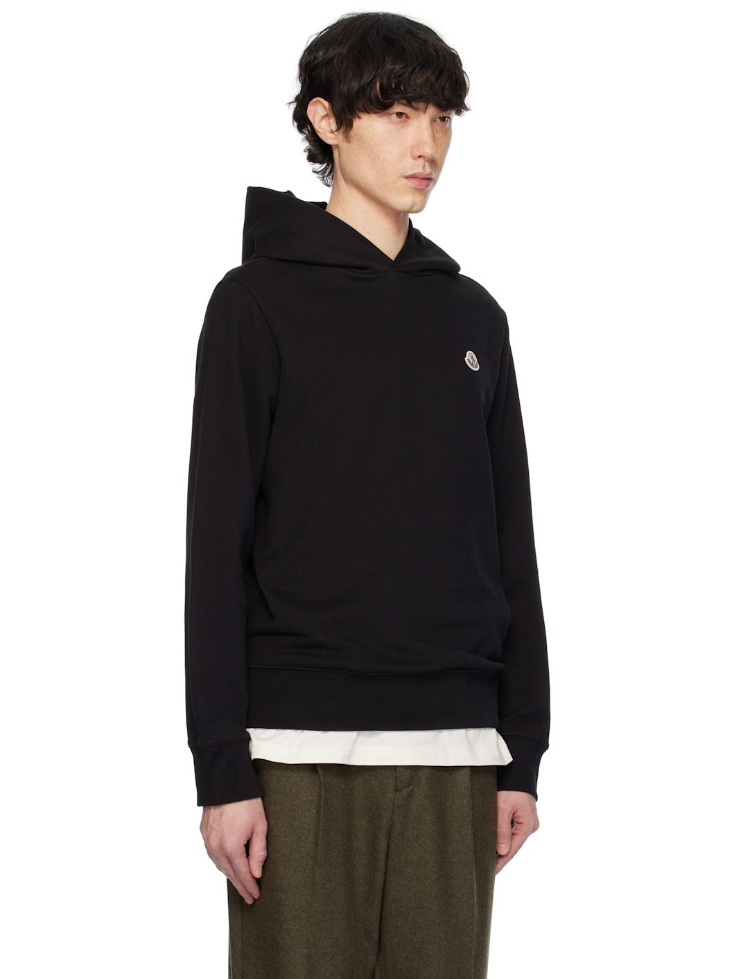 Black Logo Patch Cotton Hoodie - 2