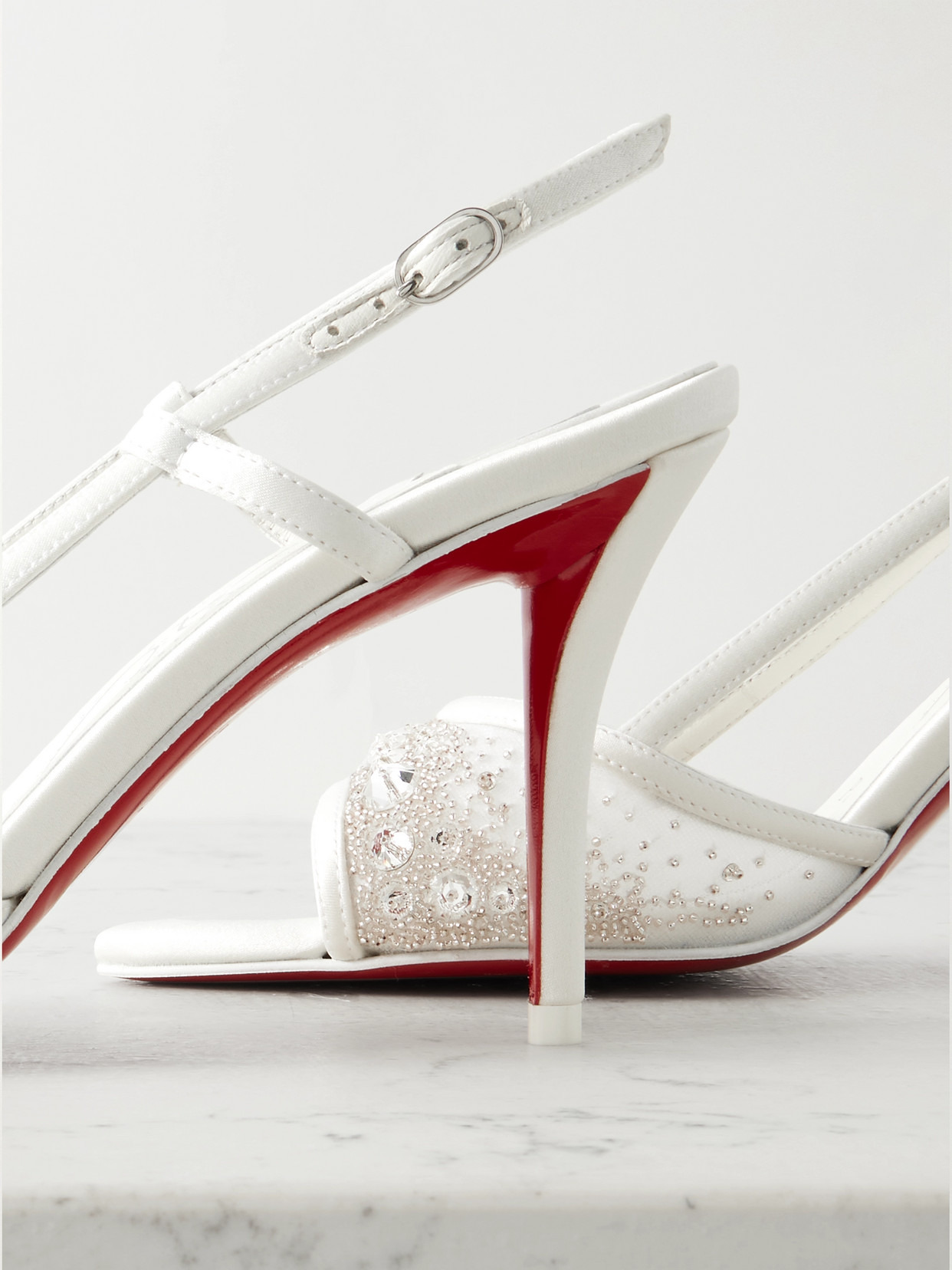 Miss Z 80 Embellished Mesh And Leather Slingback Sandals - 4