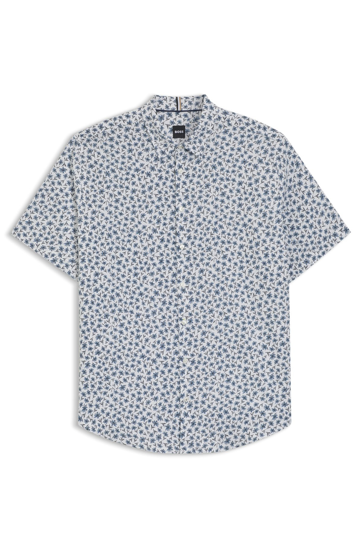 SLIM-FIT SHIRT IN FLORAL-PRINT STRETCH LINEN - 1