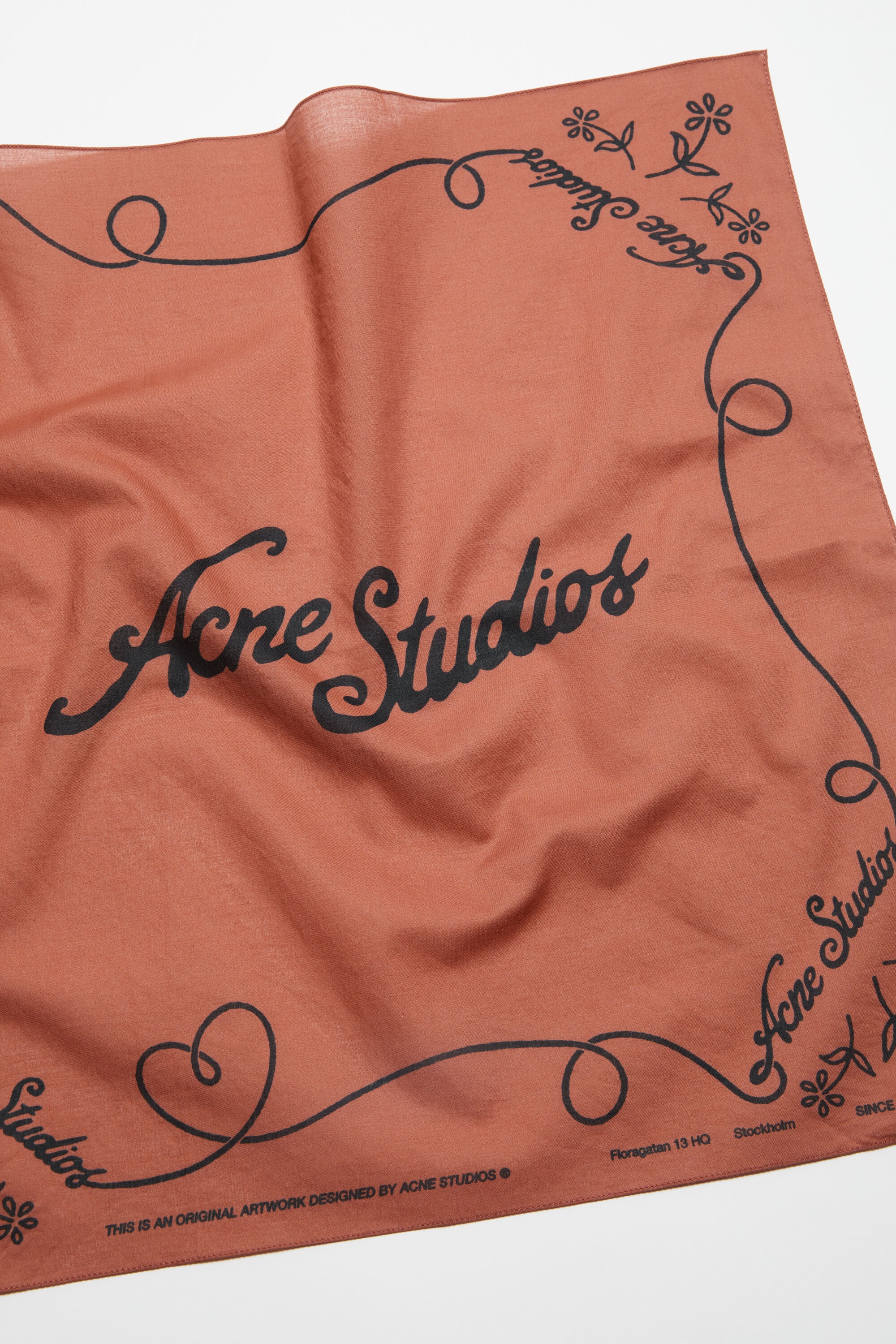 Light print scarf - Rust red/Black - 4