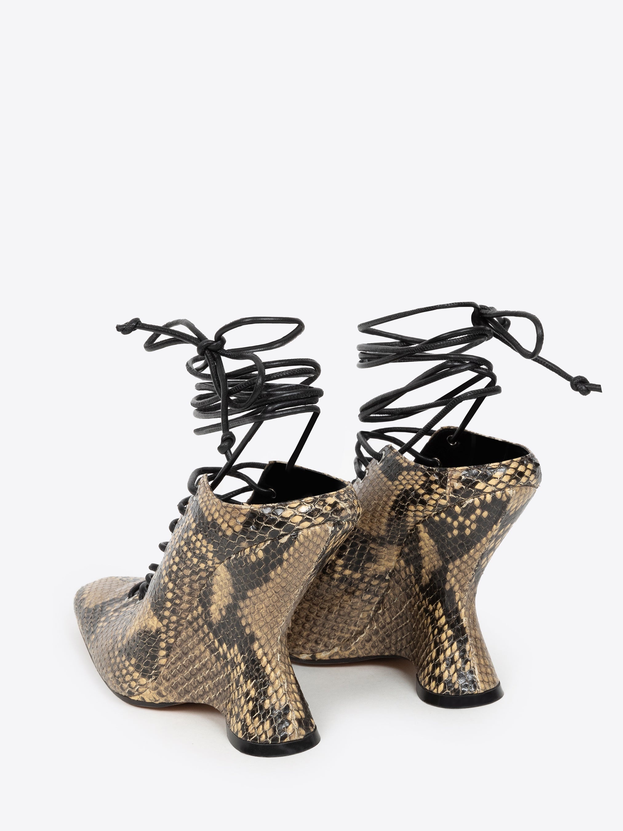 LEATHER LACE UP MULES - 4