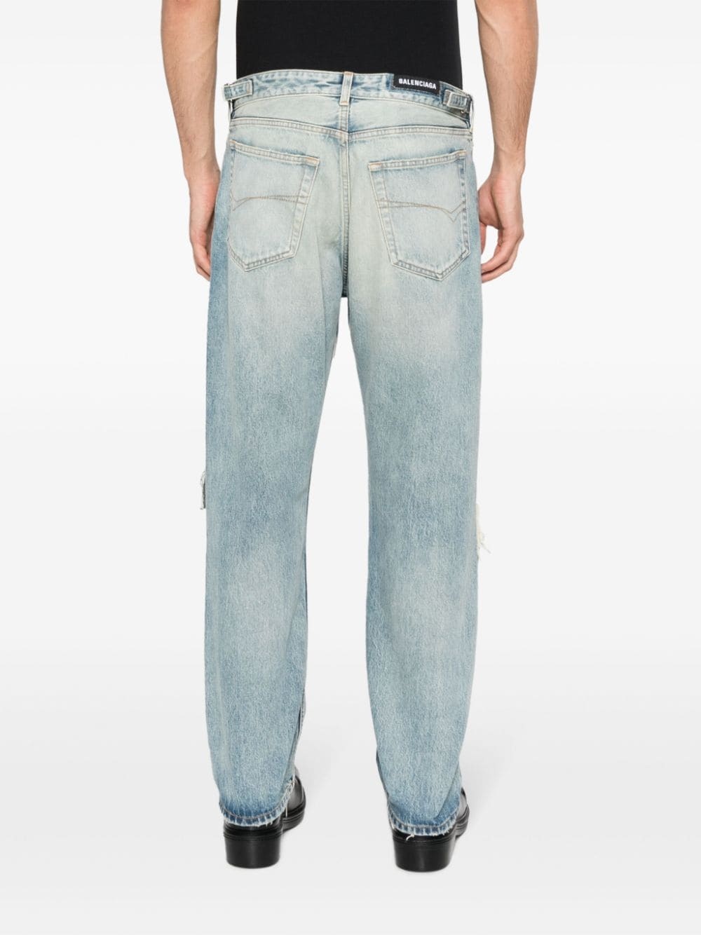 distressed low-rise wide-leg jeans - 5