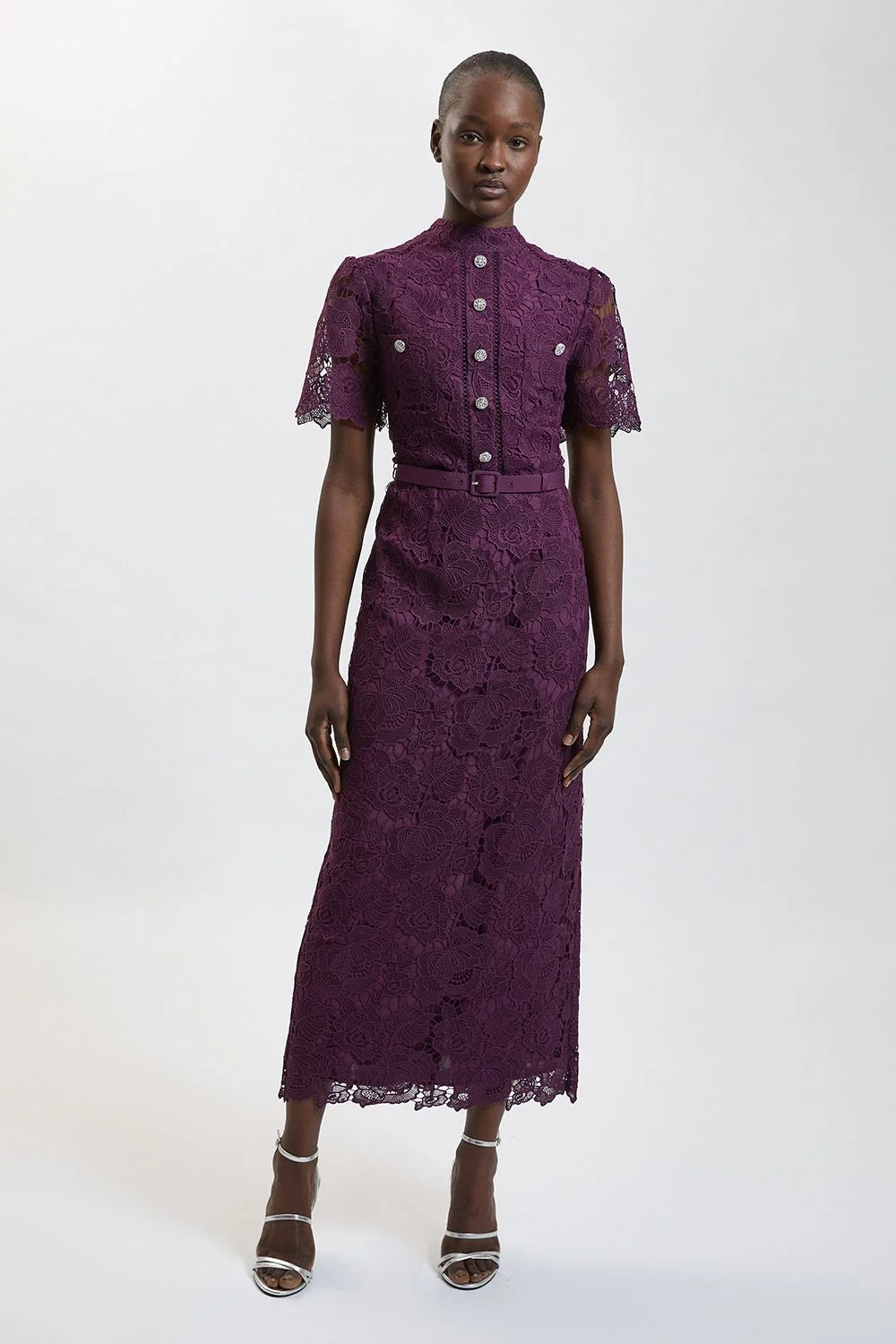 Petite Lace Pocket Detail Midi Dress - 1