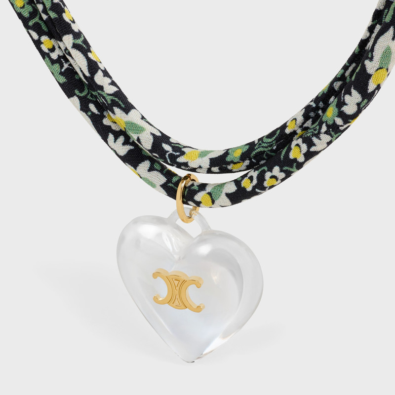 CELINE Celine Cœur Triomphe Necklace in Silk, Resin and Brass with Gold Finish outlook