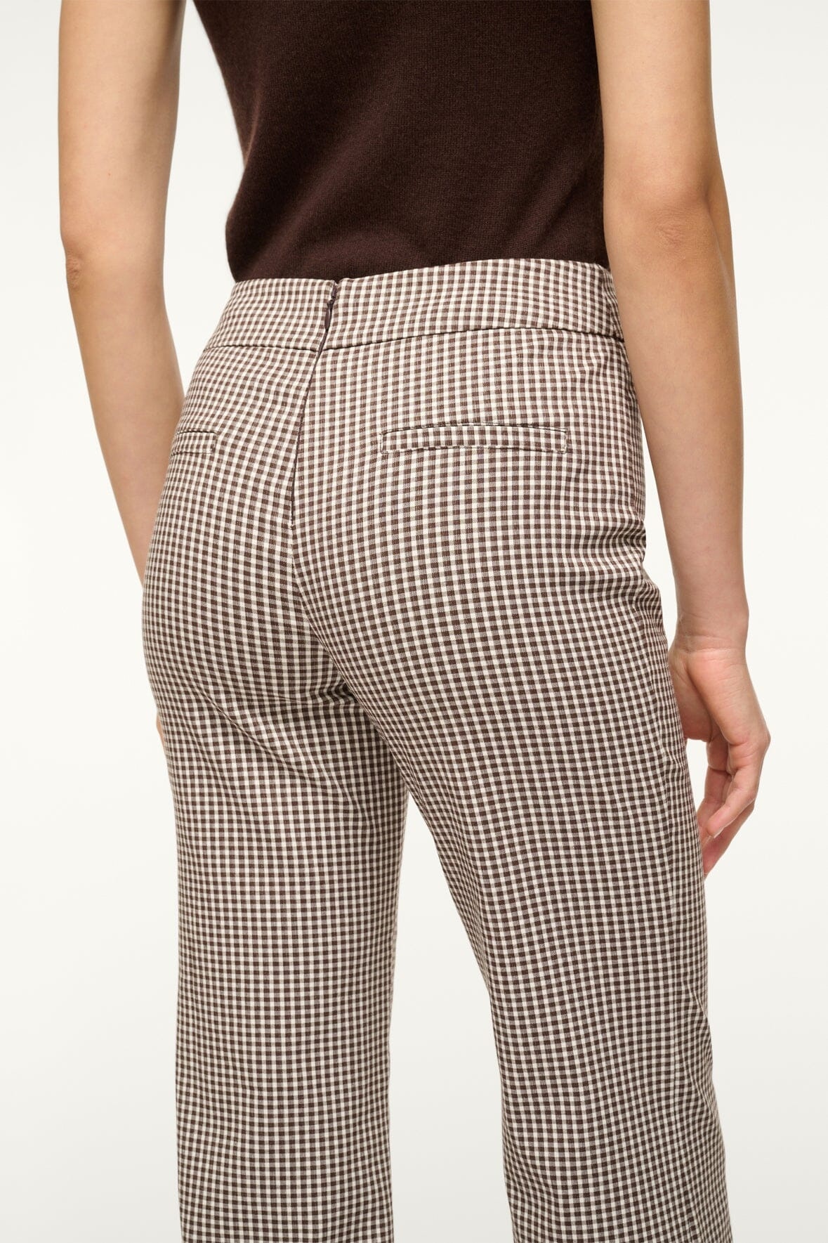 STAUD KNACK PANT DARK CHOCOLATE MICRO CHECK - 6