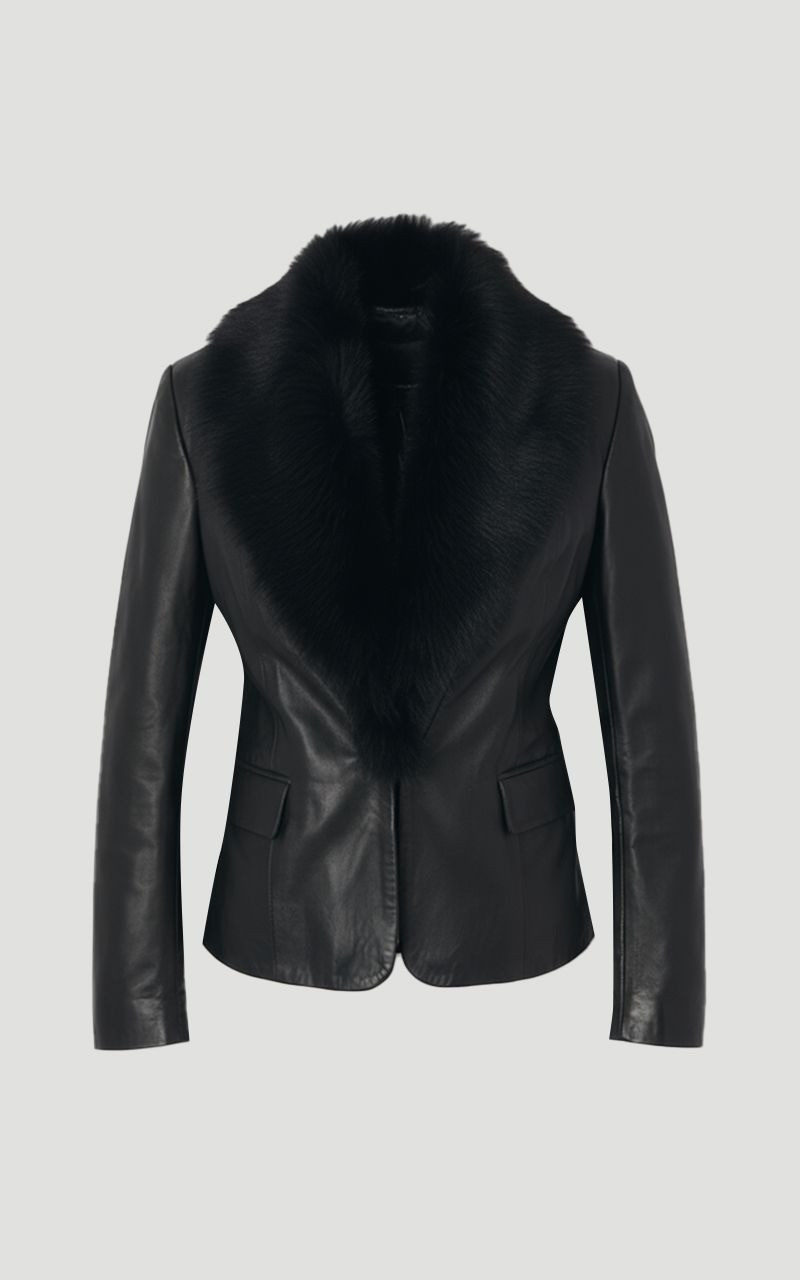 Leather And Shearling Collar Blazer 4