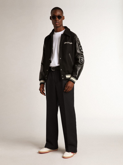 Golden Goose Black wool bomber jacket with patch outlook
