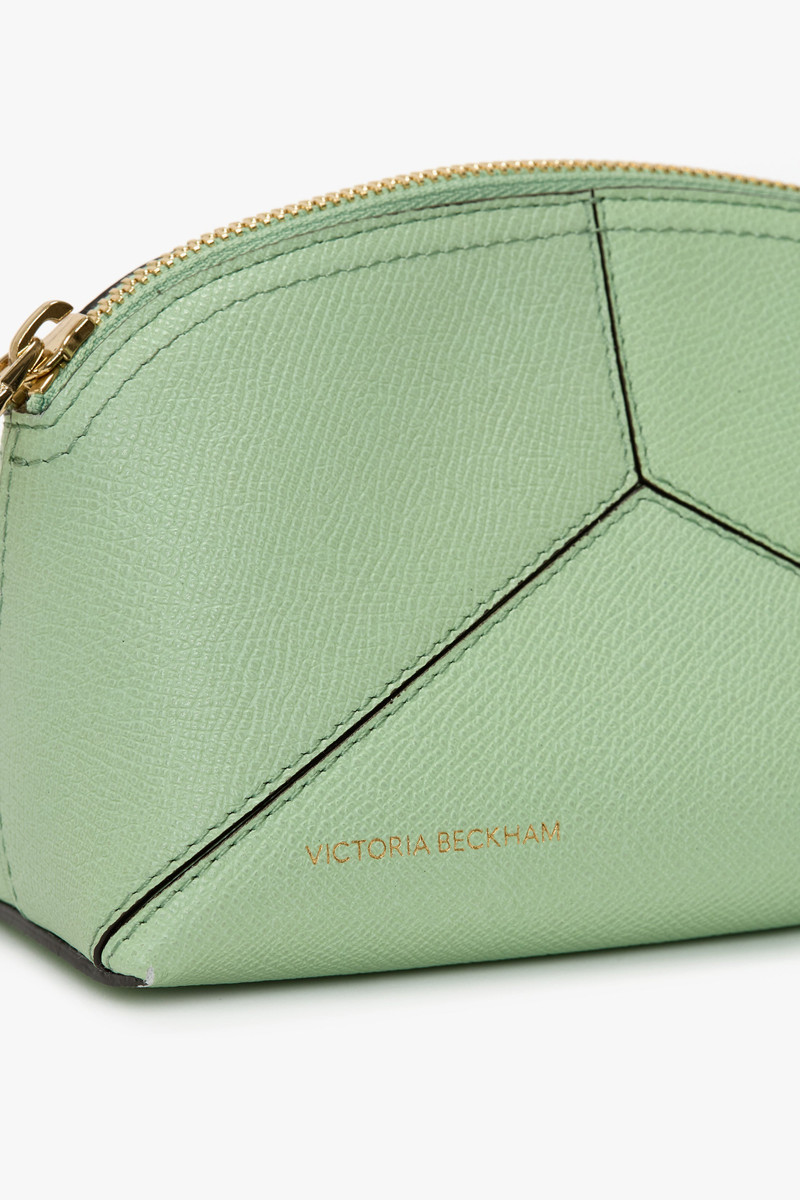 Victoria Beckham Victoria Mini Wash Bag In Jade Grained Leather outlook