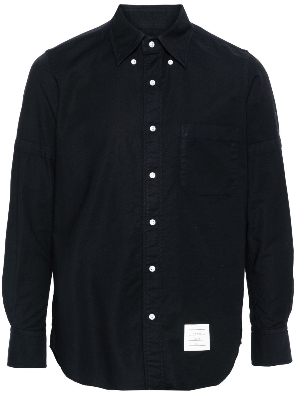 logo-tag cotton shirt - 1