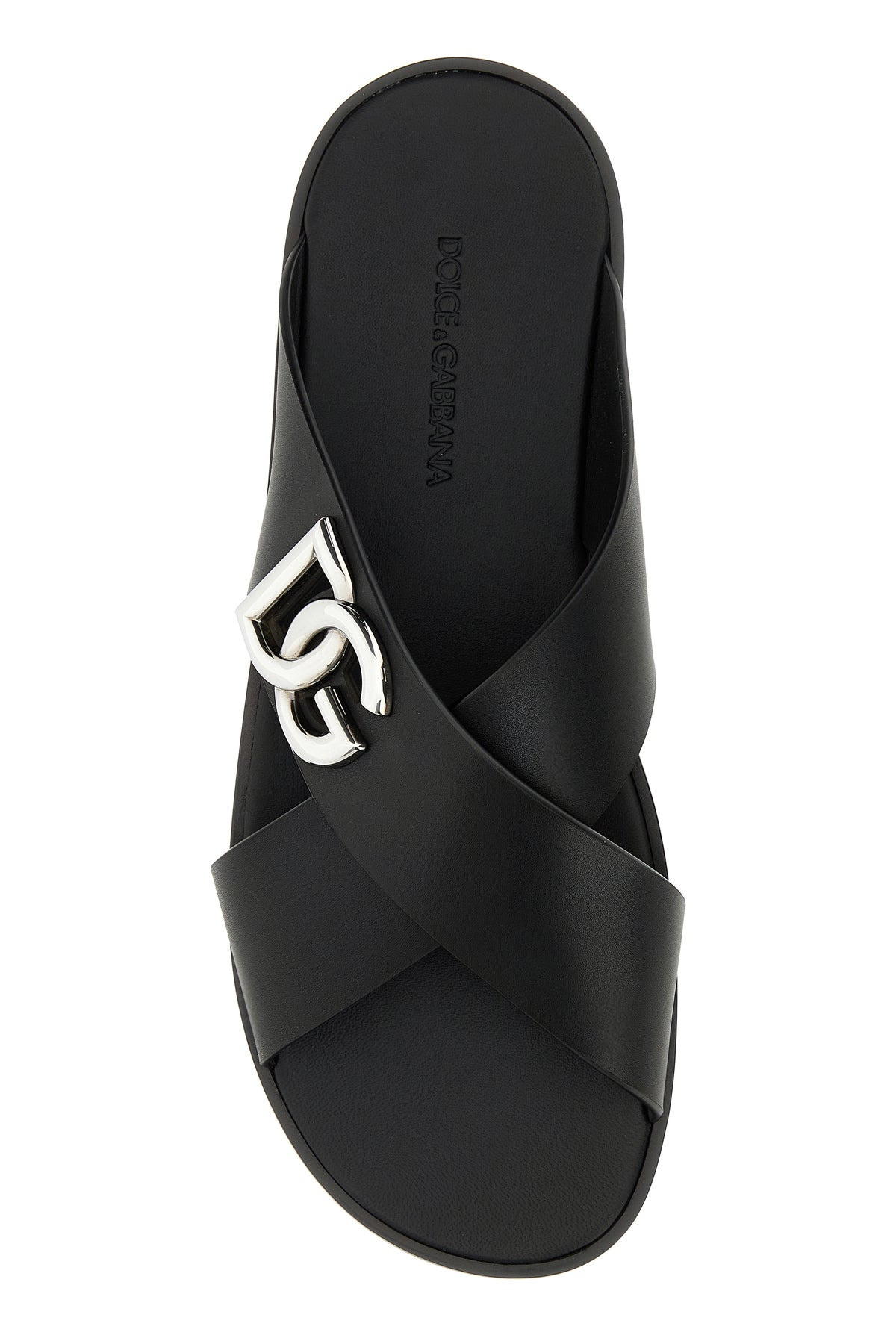 Black leather slippers - 4