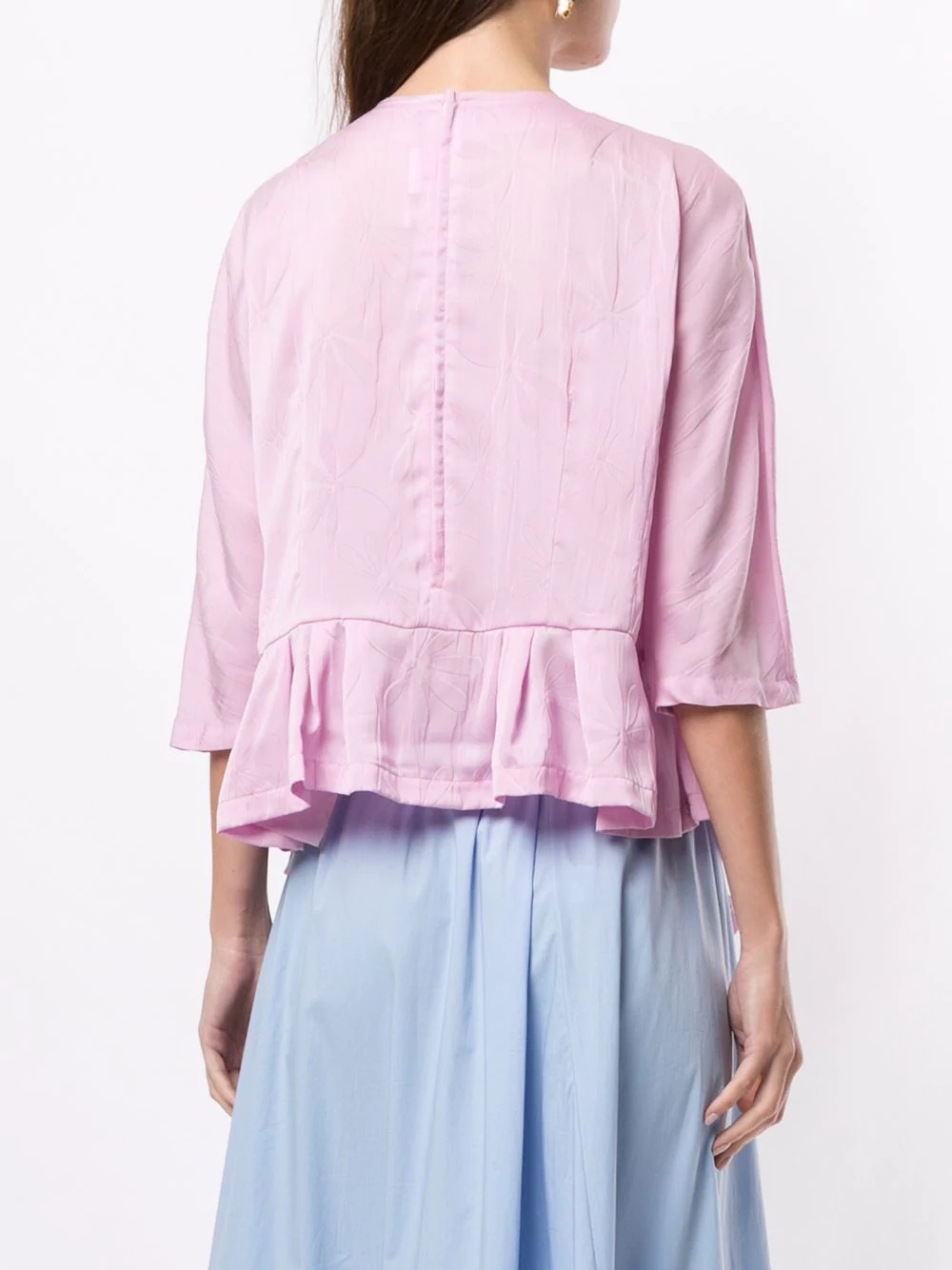 layered style ruffled hem blouse - 4