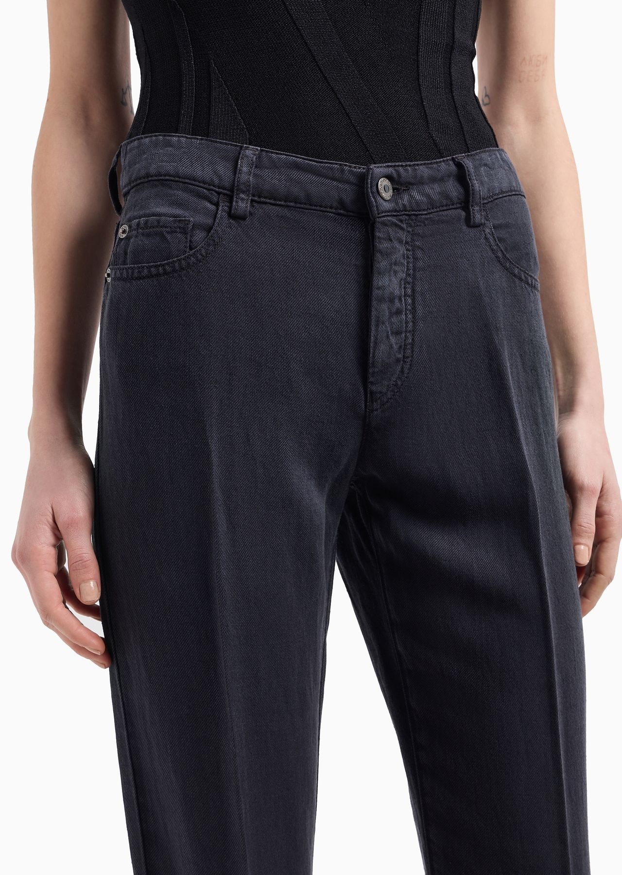 ASV J04 mid-rise straight-leg trousers in garment-dyed denim-effect linen-Lyocell blend - 5