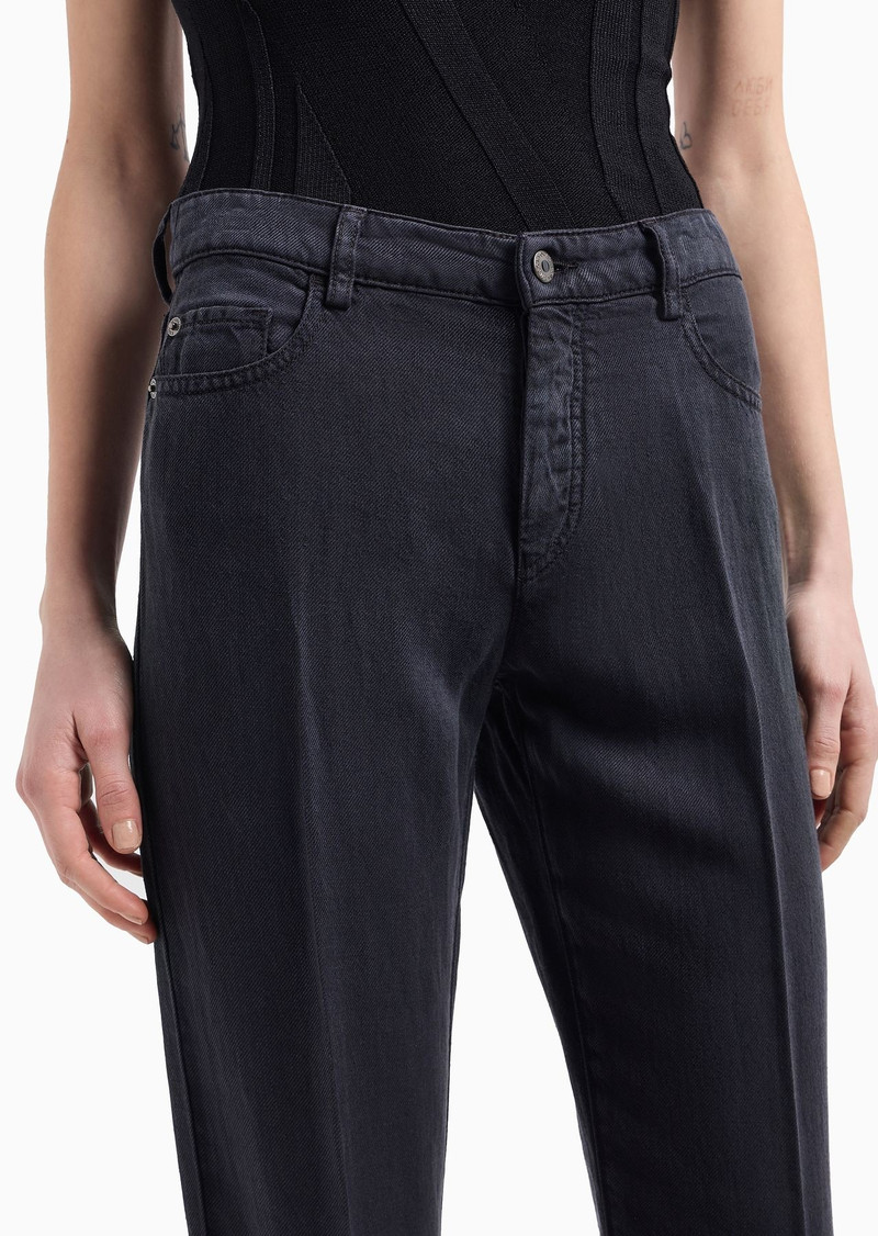 ASV J04 mid-rise straight-leg trousers in garment-dyed denim-effect linen-Lyocell blend 5