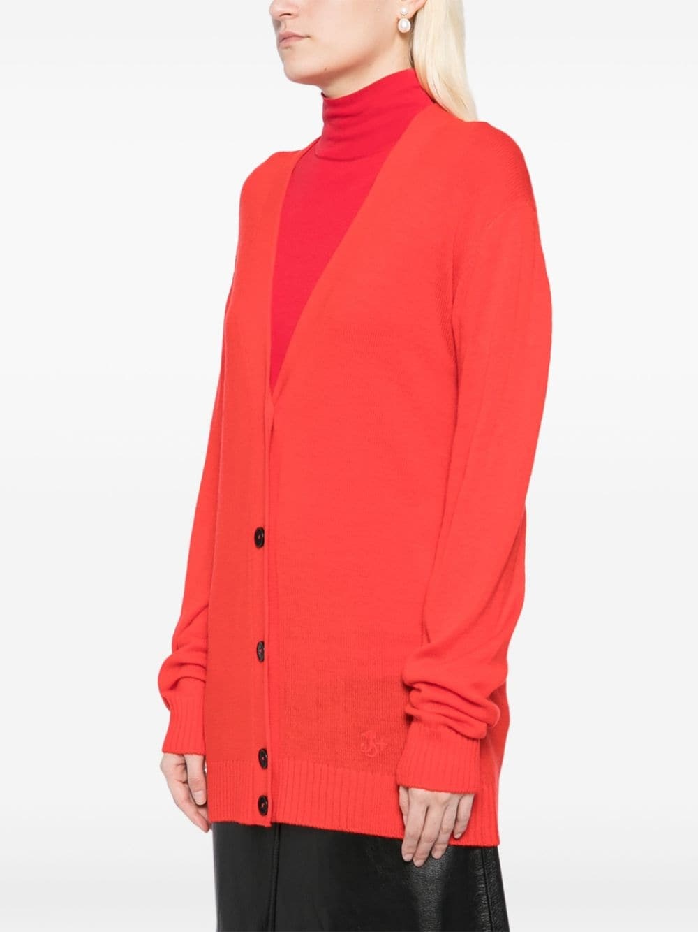 Jil Sanda+ logo embroidery cardi-coat - 3