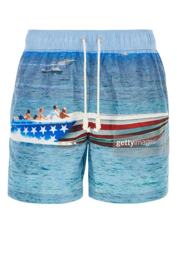 Printed polyester swimming shorts - 1