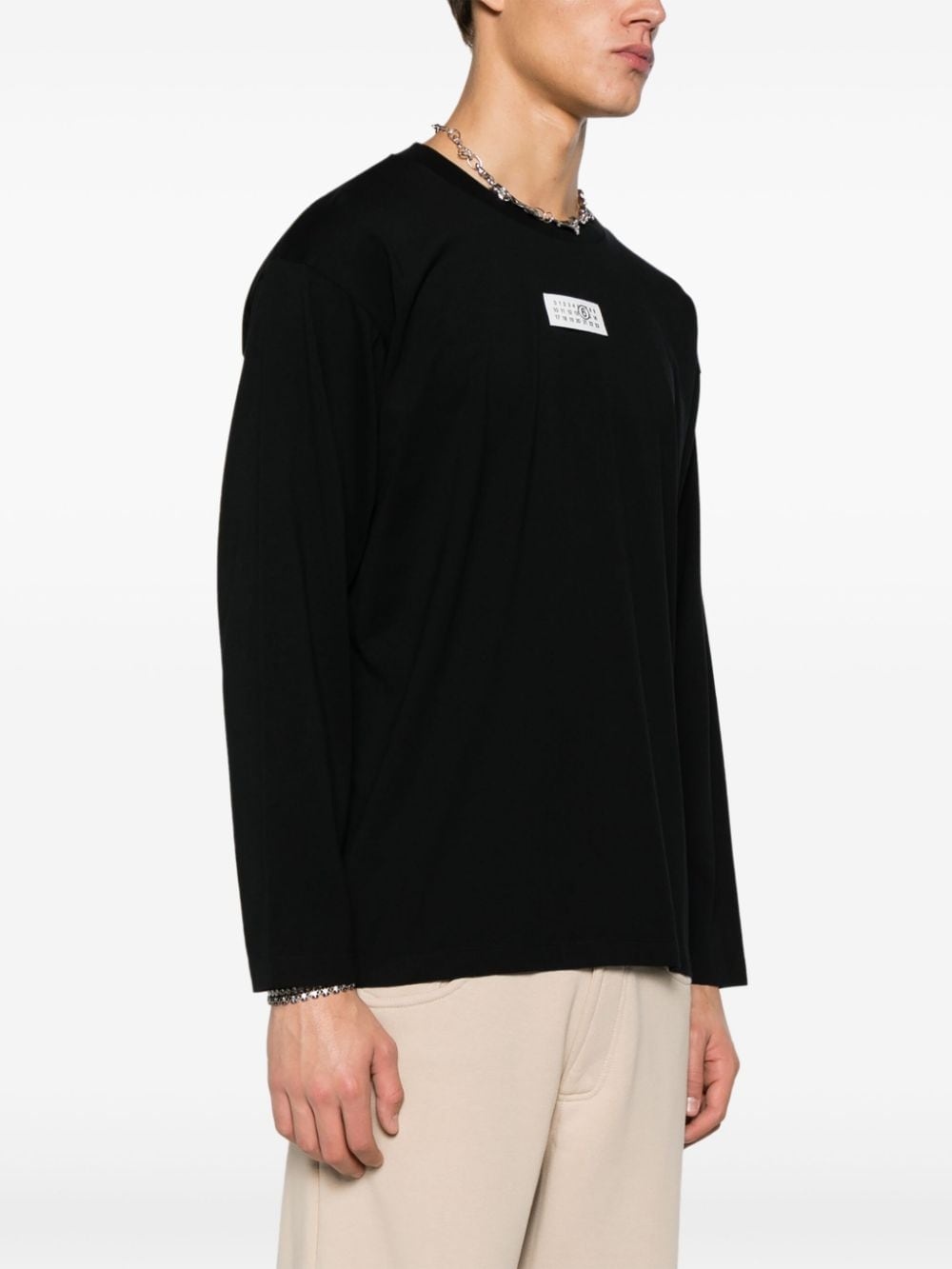 numbers motif-patch long-sleeve T-shirt - 3