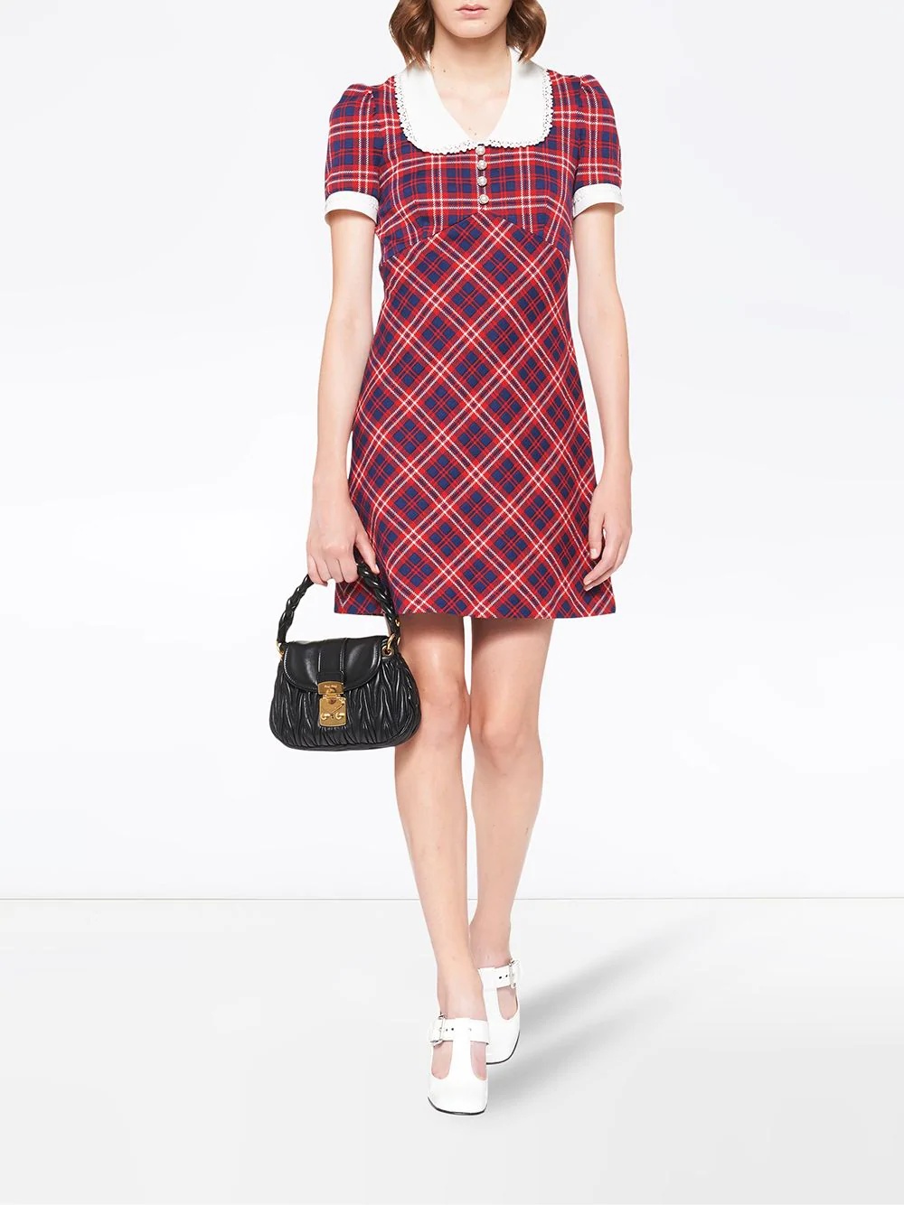 checked A-line dress - 2