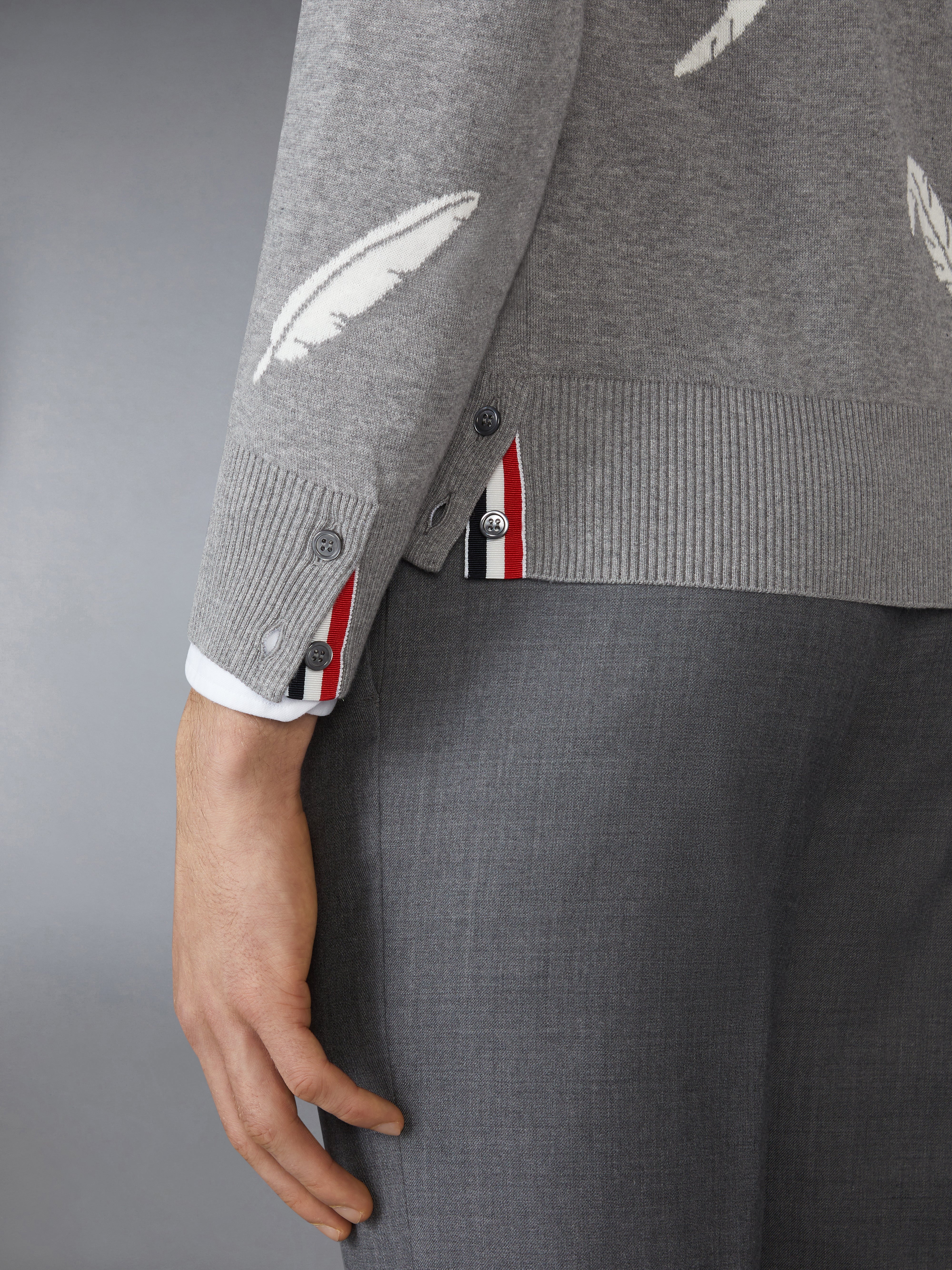 FEATHER INTARSIA RELAXED FIT CREW NECK PULLOVER - 5