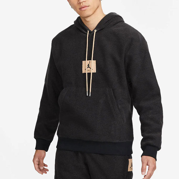 Men's Air Jordan Hooded Casual Printing Sports Plush Pullover Autumn Black DC9585-010 - 3