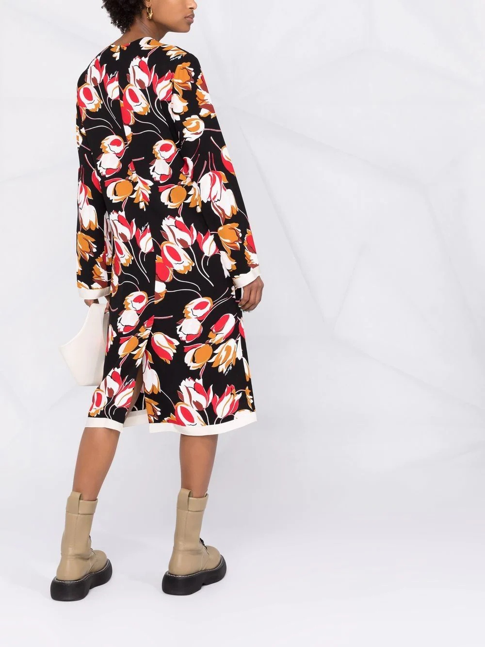 abstract-print long-sleeve dress - 6