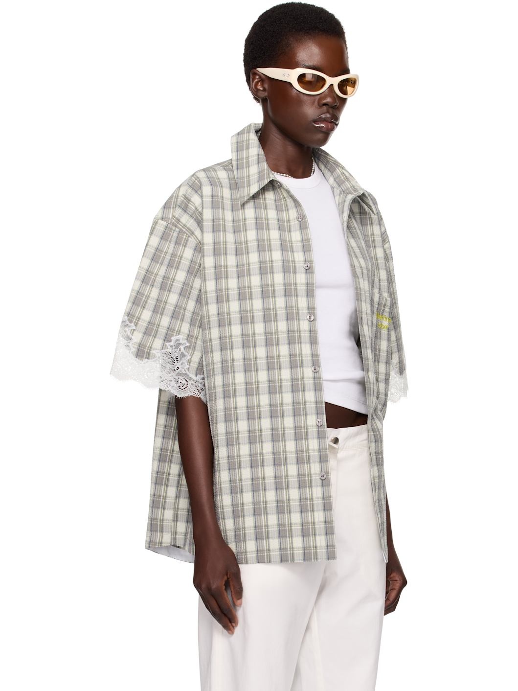 SSENSE Exclusive Gray Lace Shirt - 2