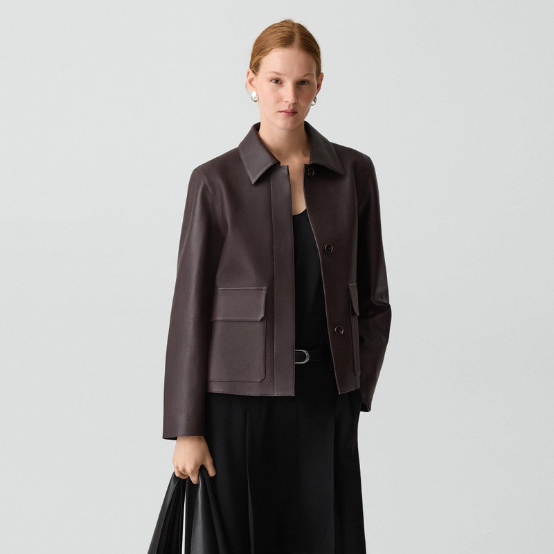 Boxy Patch Pocket Jacket in Leather 2