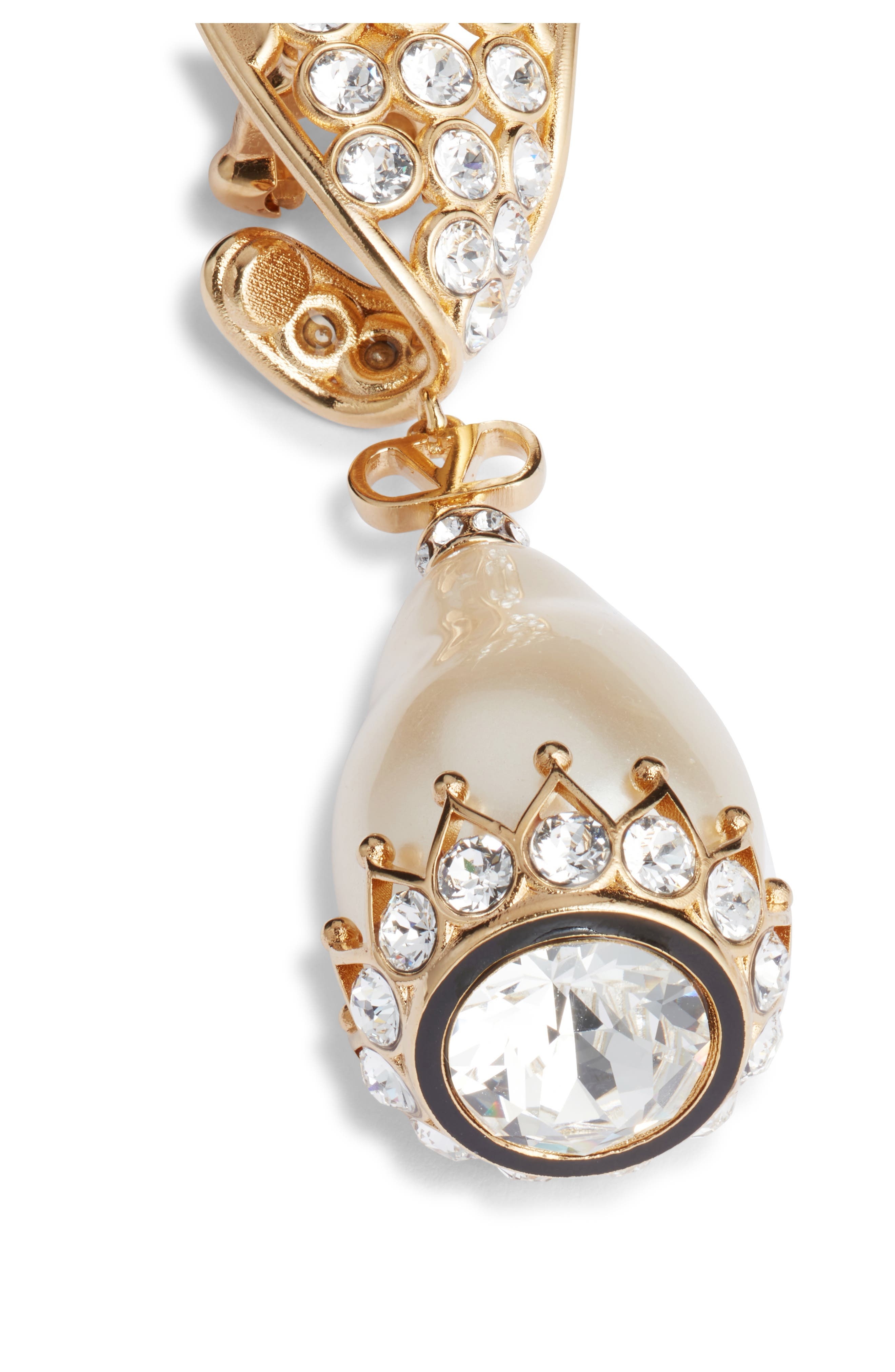 Valentino Garavani Poetiques des Gouttes Faux Pearl & Swarovski Crystal Drop Clip-On Earrings in Oro - 5