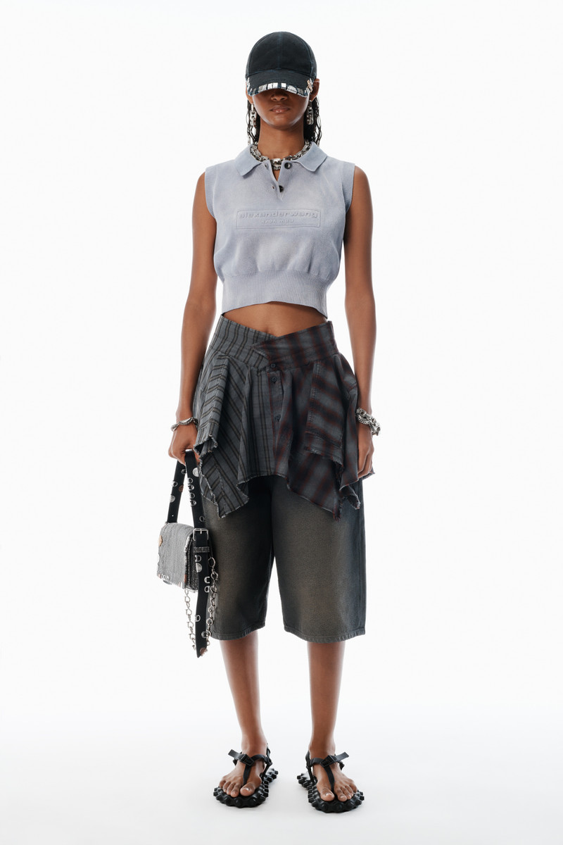 Alexander Wang Grey Cotton-Blend Chenille Logo Polo outlook